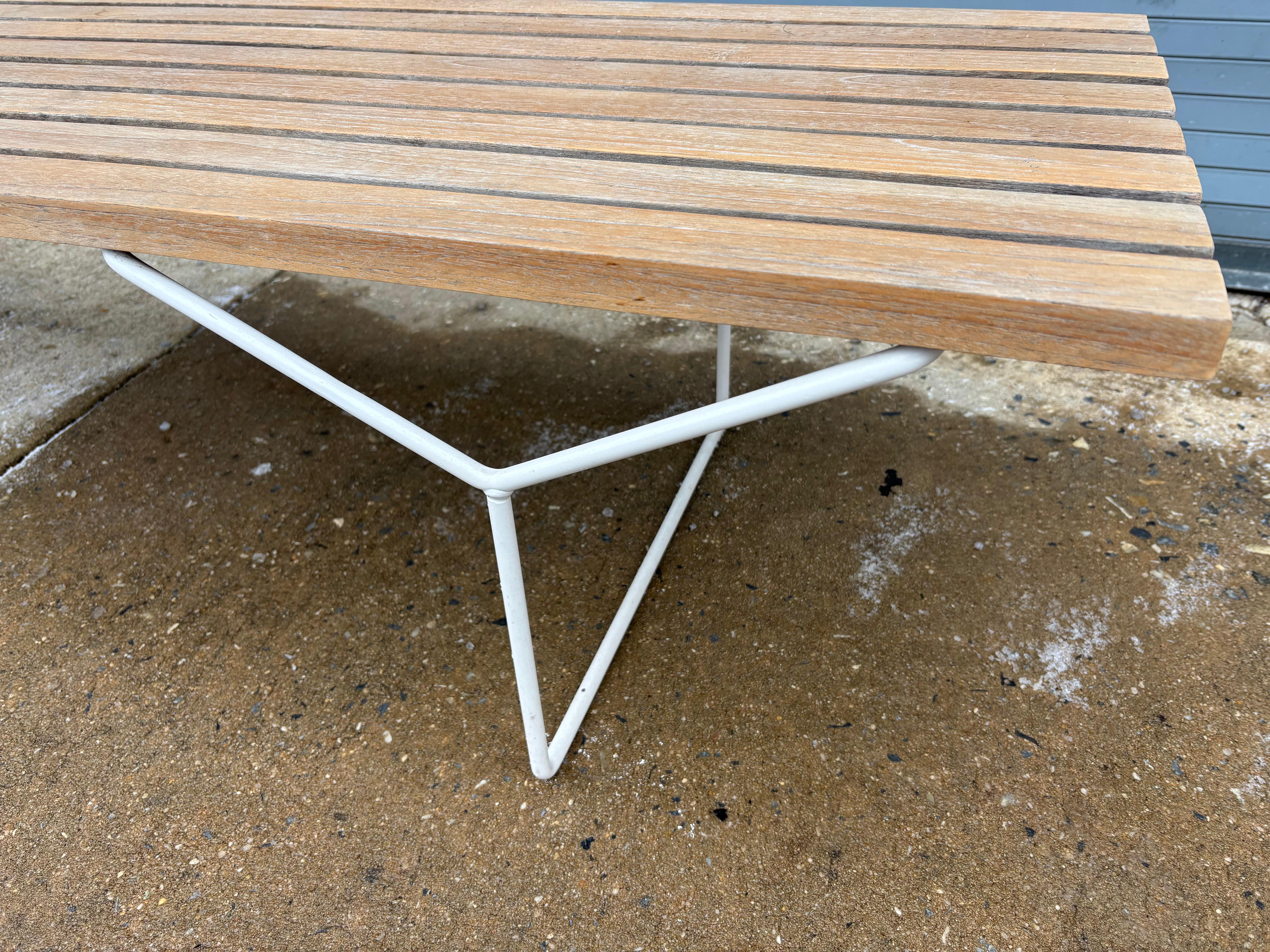 American Bertoia for Knoll Teak 72” Bench For Sale