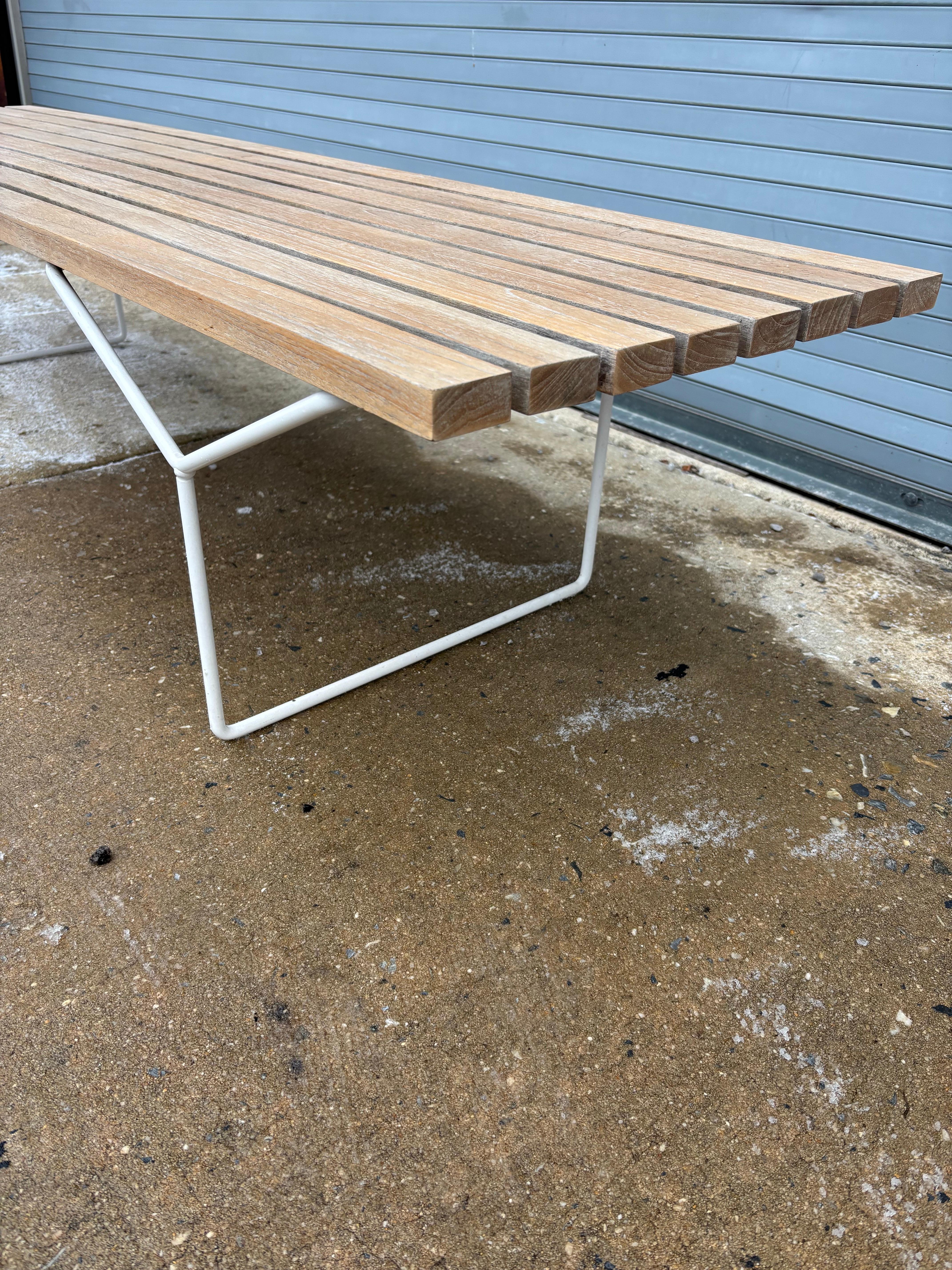 Contemporary Bertoia for Knoll Teak 72” Bench For Sale