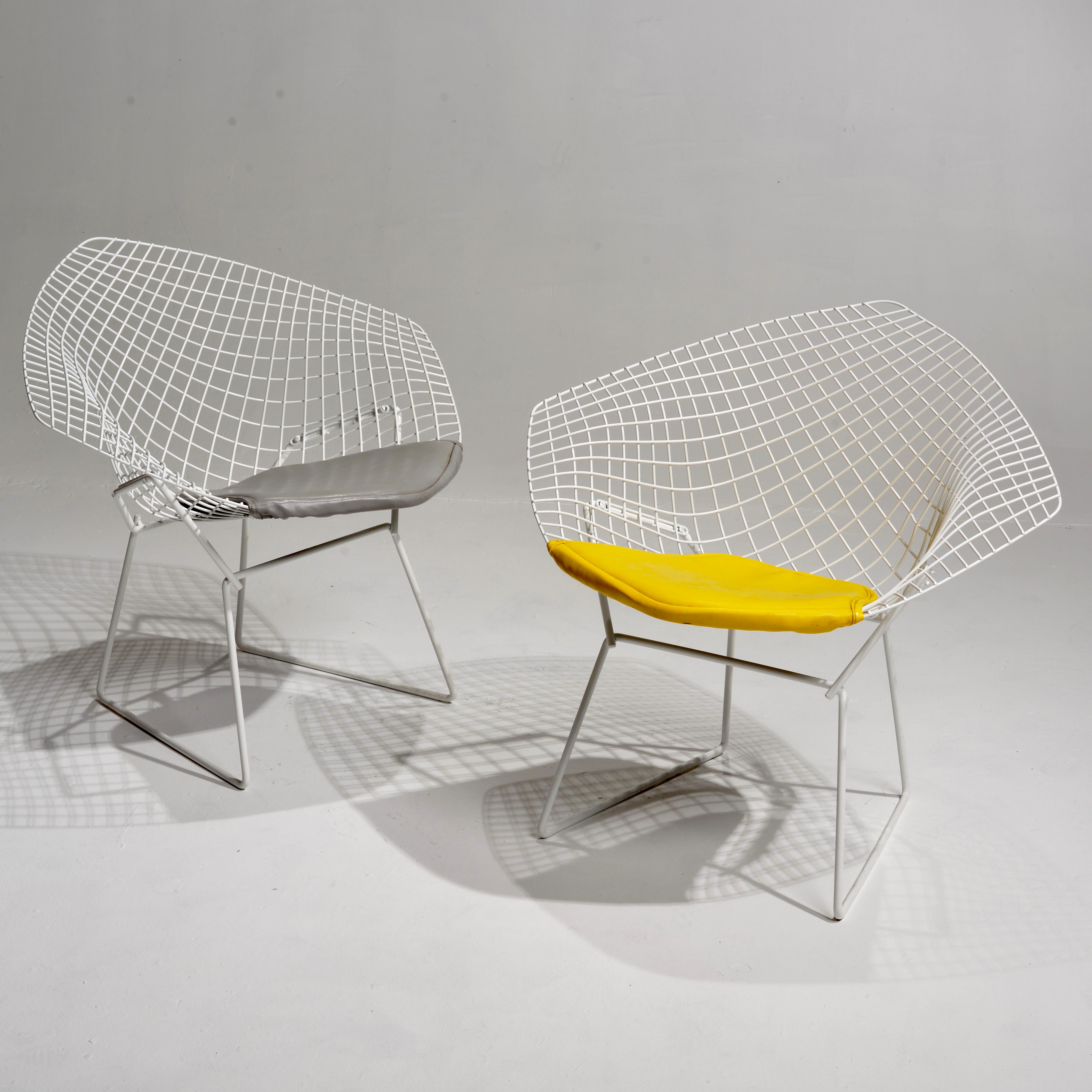 6 chaises « Diamond » Bertoia pour Knoll en métal blanc en vente 11