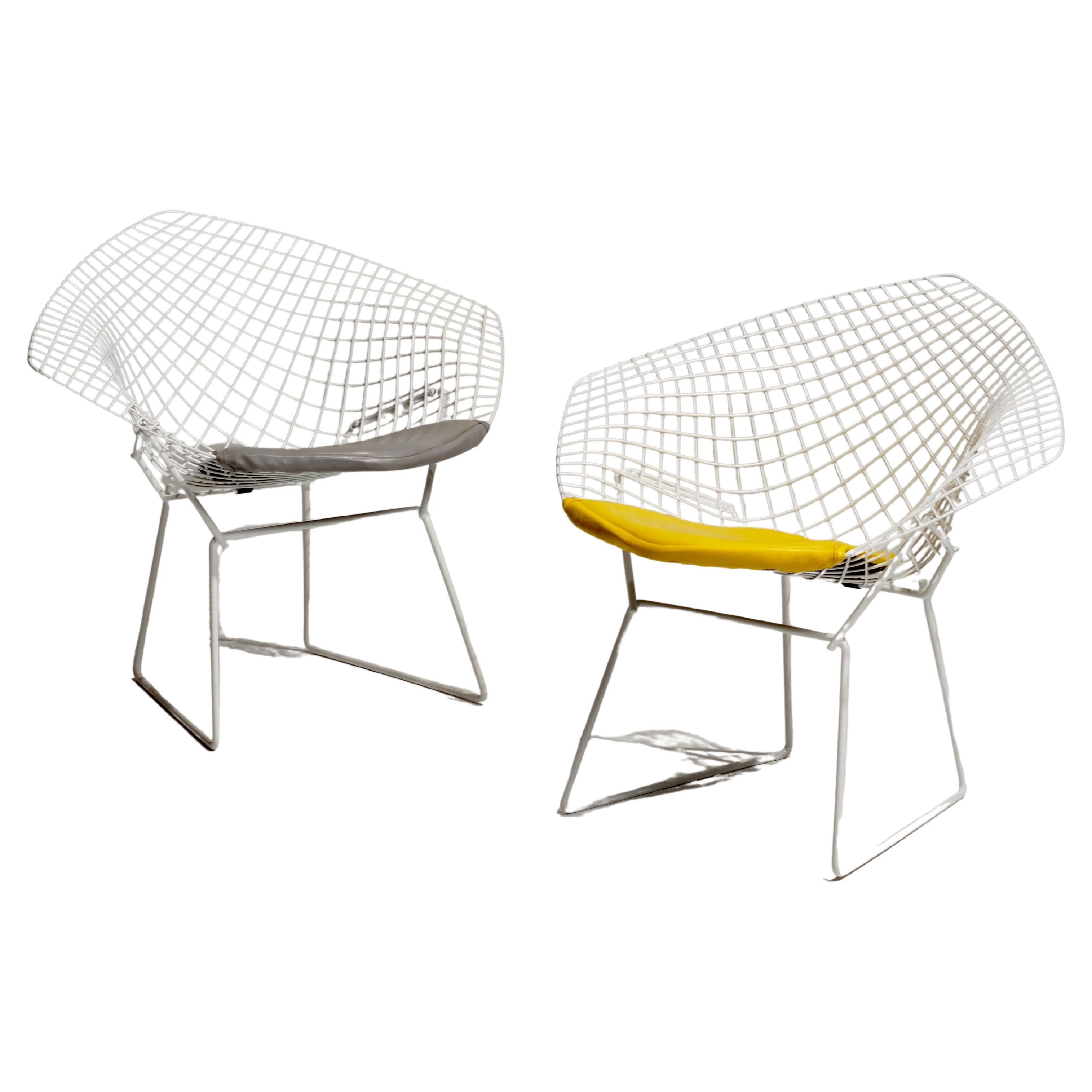Mid-Century Modern 6 chaises « Diamond » Bertoia pour Knoll en métal blanc en vente