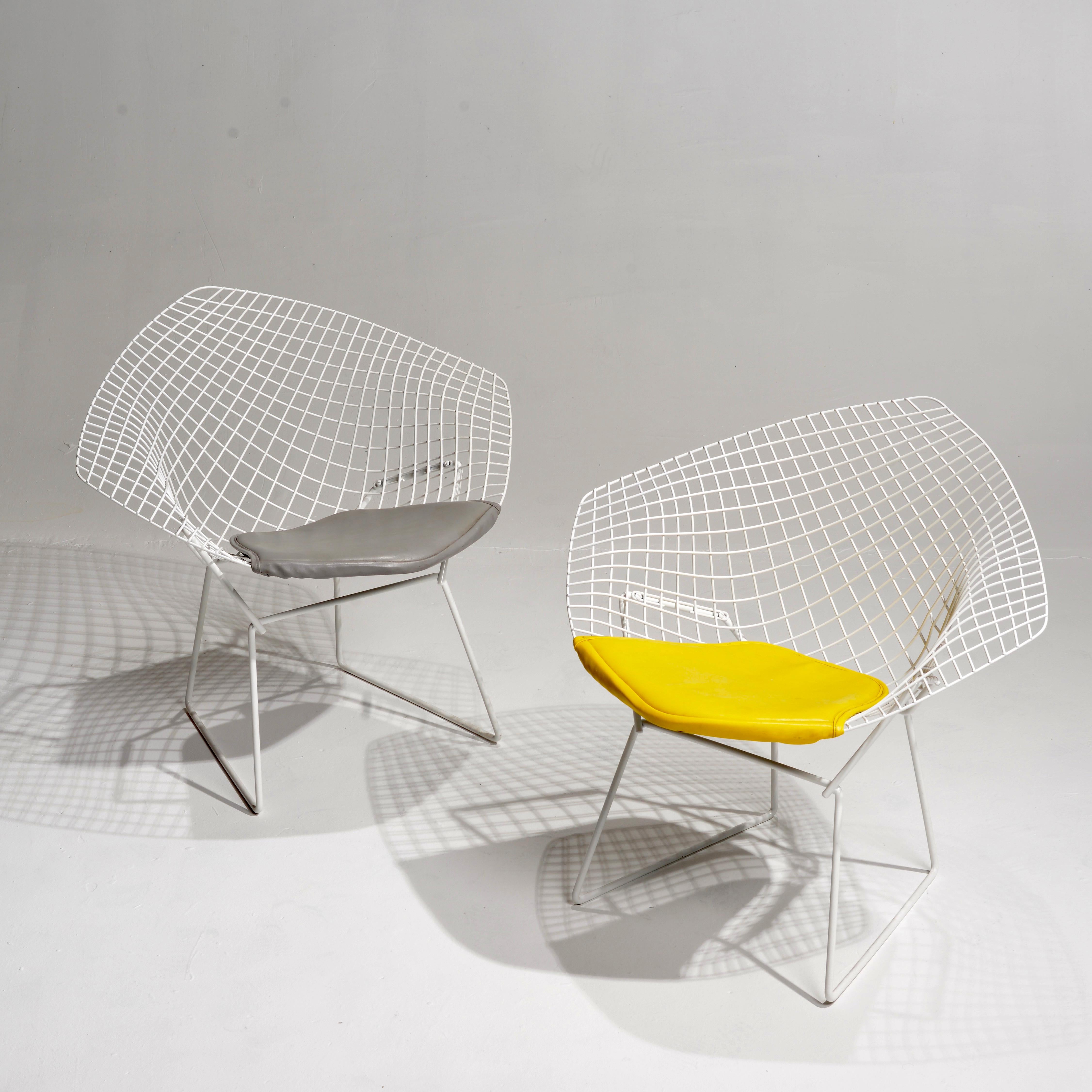 Américain 6 chaises « Diamond » Bertoia pour Knoll en métal blanc en vente