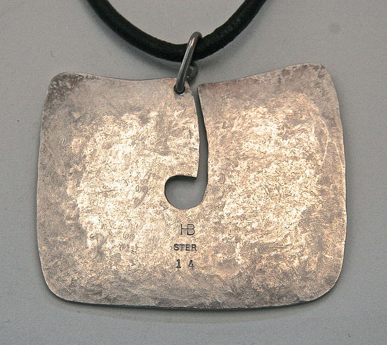 Mid-Century Modern Bertoia Foundation Sterling Silver Gong Style Pendant Designed by Harry Bertoia