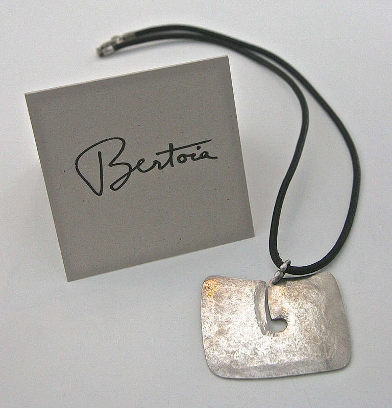 Mid-Century Modern Bertoia Foundation Sterling Silver Gong Style Pendant Designed by Harry Bertoia For Sale