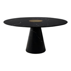 Bertoia Round Dining Table in Polished Nero Marquina Marble