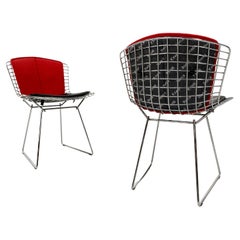 Vintage Bertoia Side Chairs with Back & Seat Pads by Harry Bertoia for Knoll, 1952