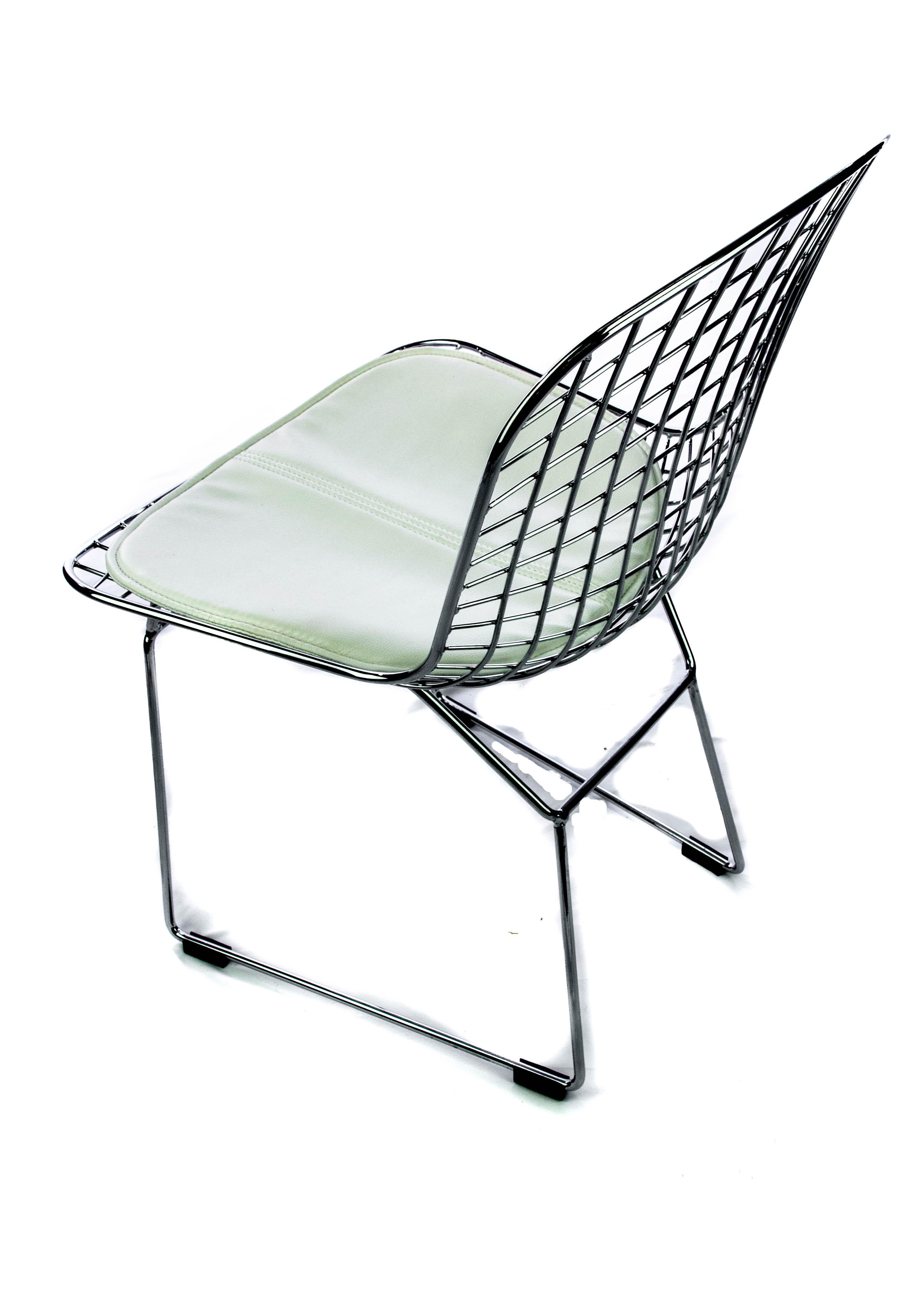 Metalwork Bertoia Style Chrome Mesh Chair For Sale