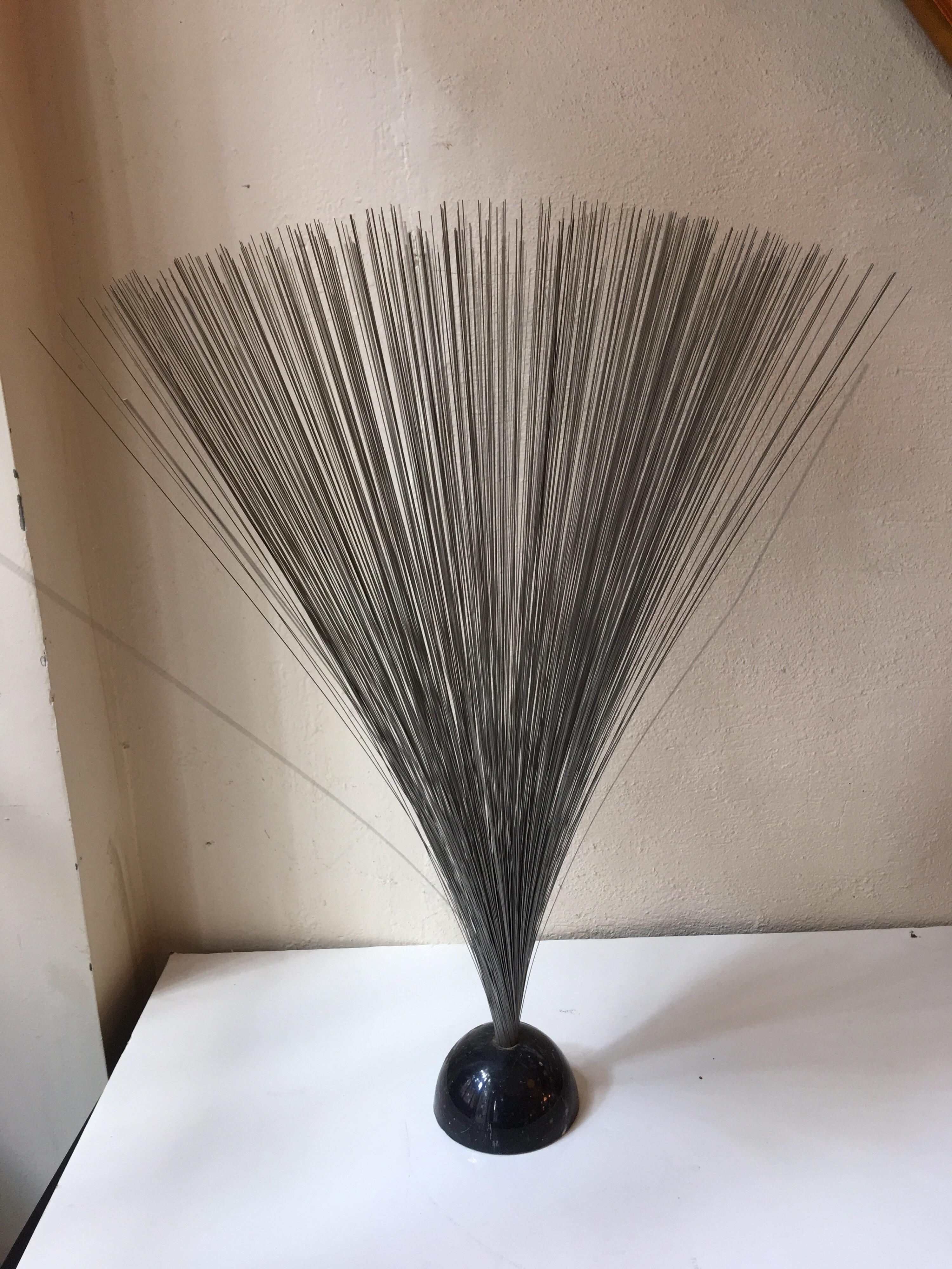 Nice Bertoia style sculpture with a 1/2 dome marble base. Probably from the early 1970s.