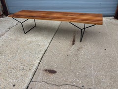 Knoll Bertoia Teak and Black Metal Bench