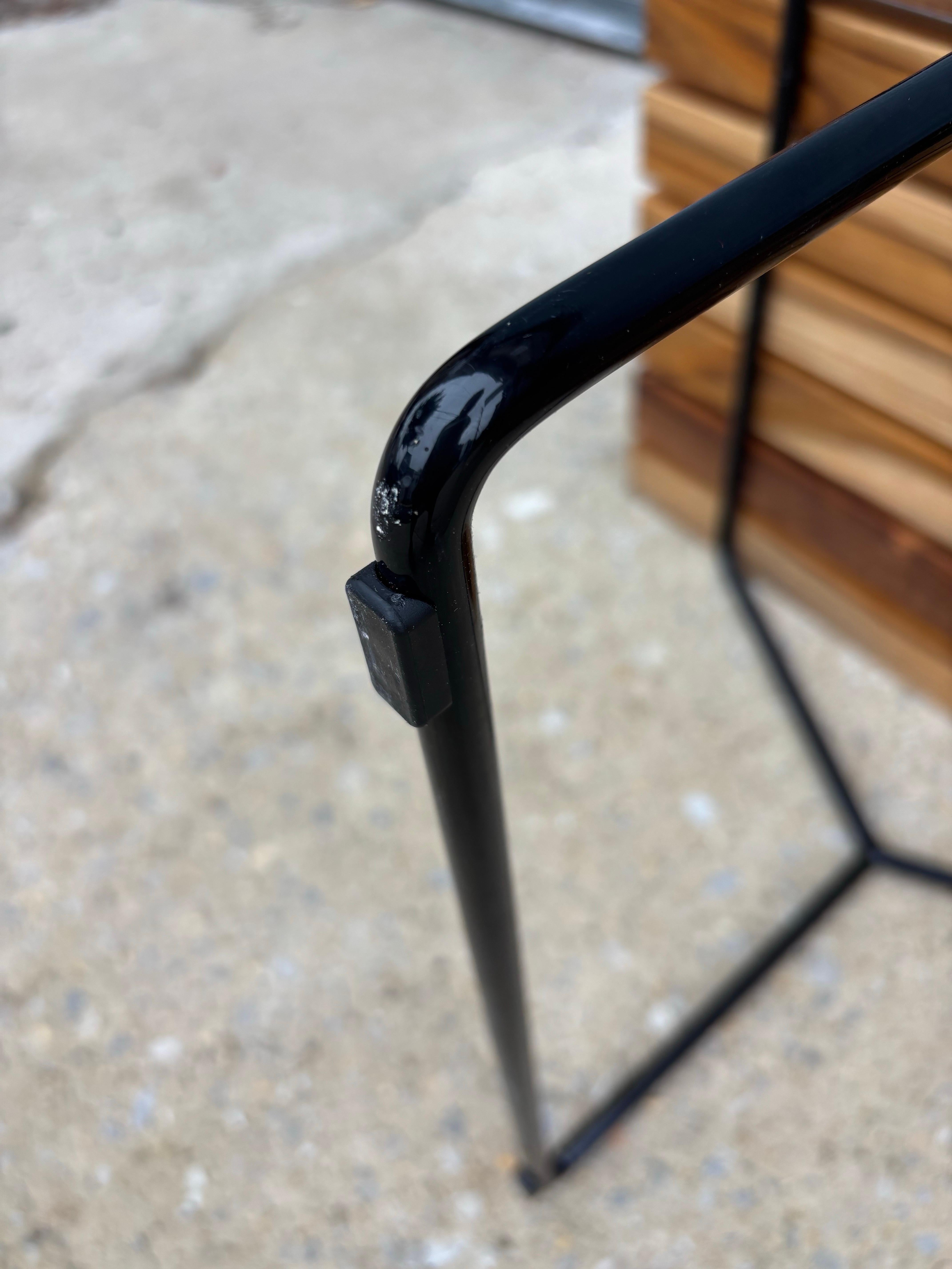 Bertoia Teak and Black Metal Bench In Good Condition For Sale In Philadelphia, PA
