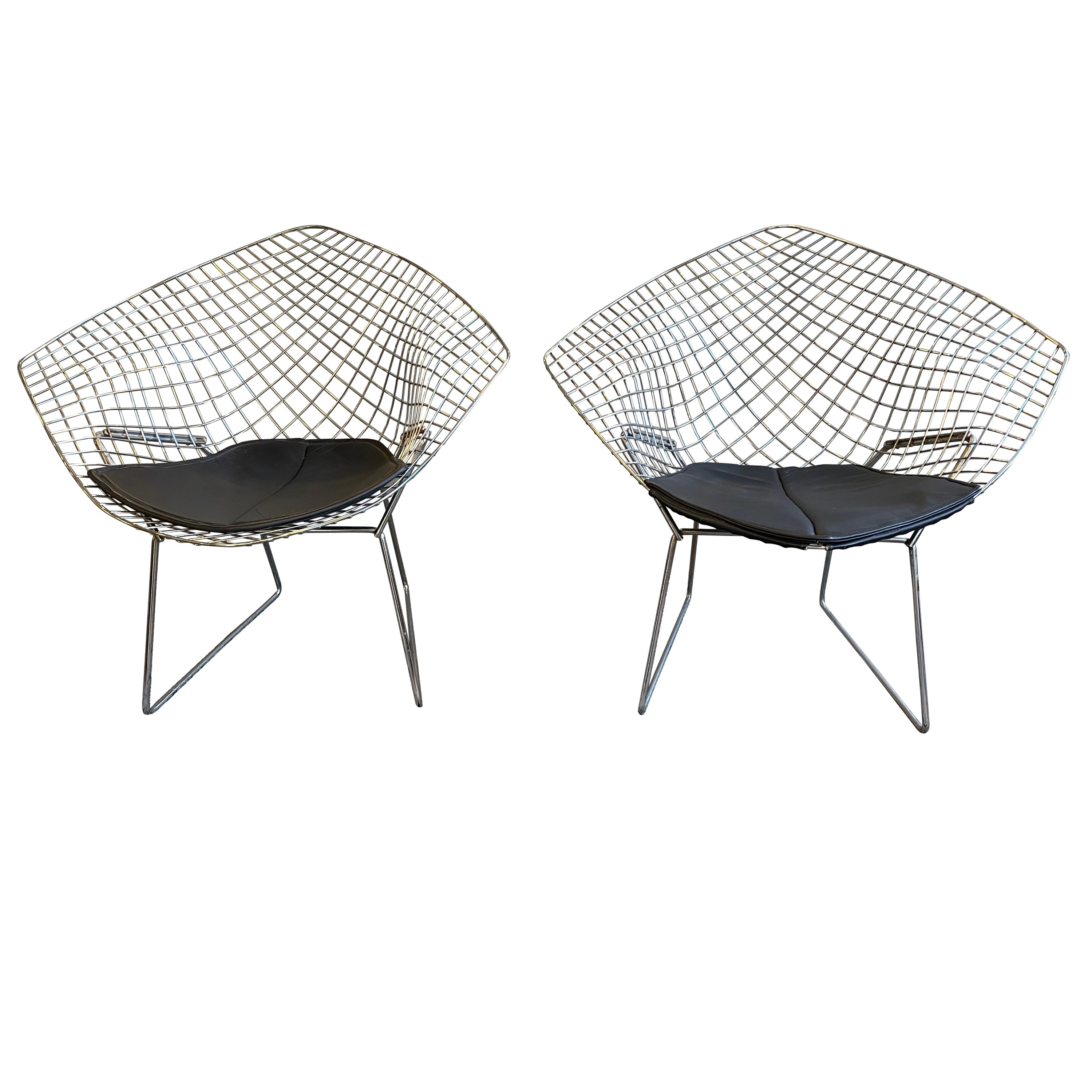 Bertoia vintage chrome chairs