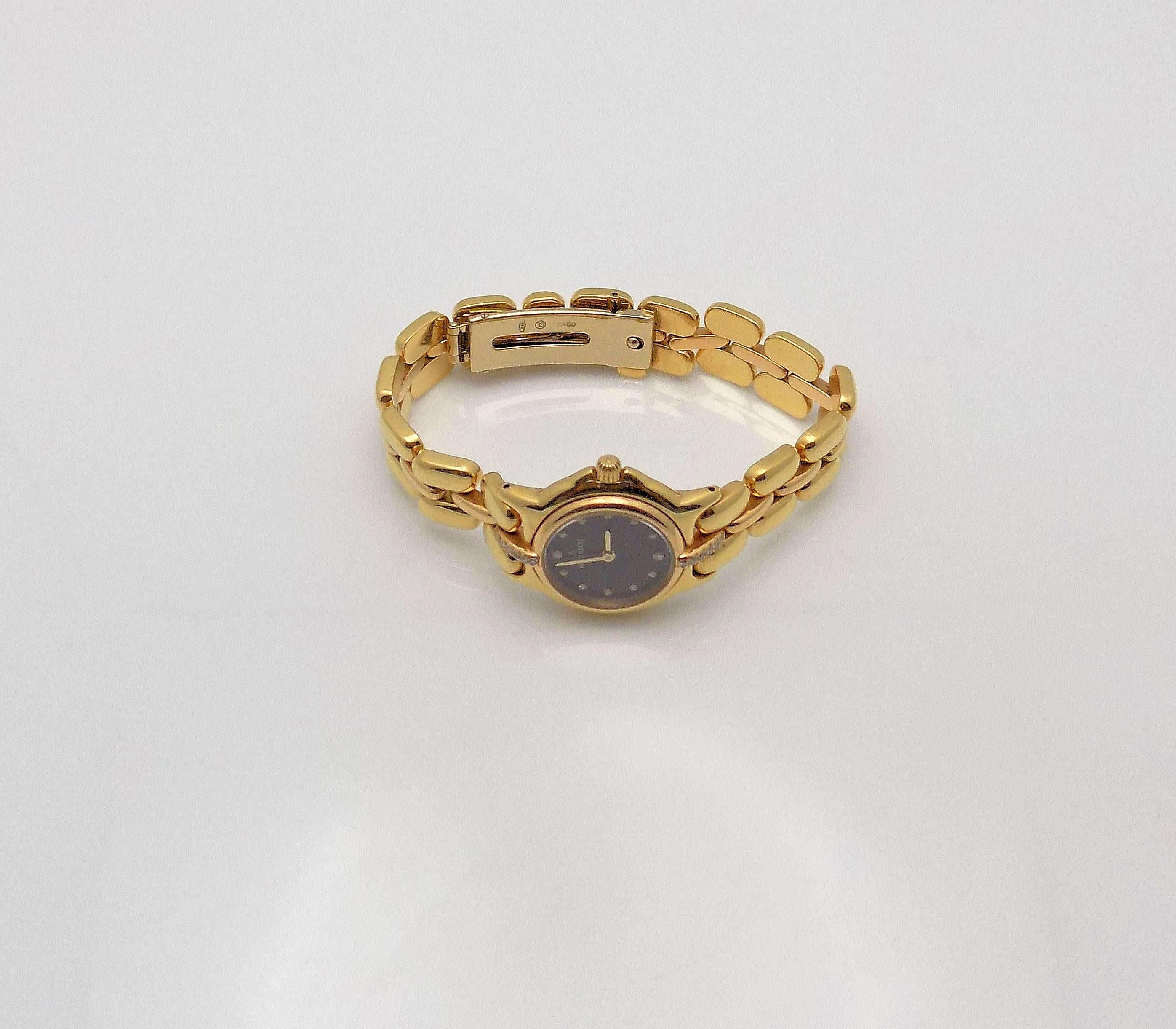 Round Cut Bertolucci Ladies Yellow Gold Diamond Pulchra Wristwatch For Sale