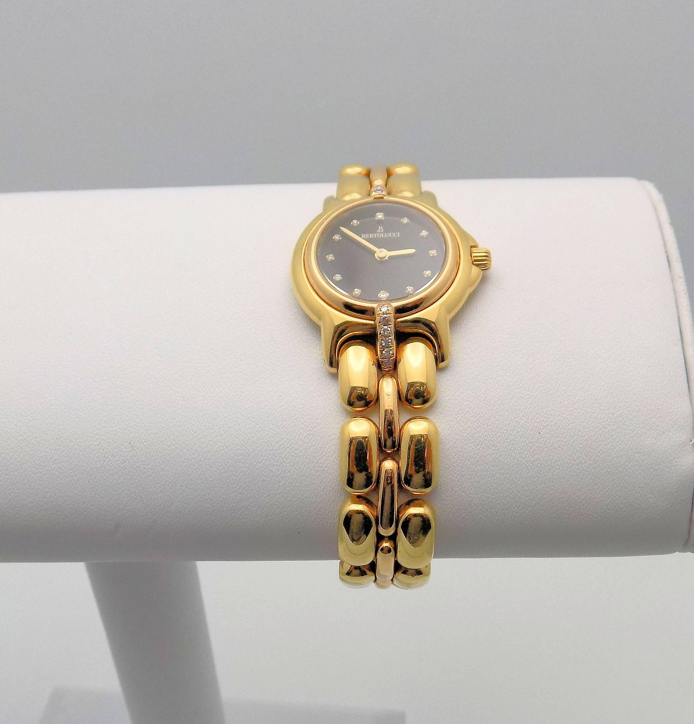 Bertolucci Ladies Yellow Gold Diamond Pulchra Wristwatch In New Condition For Sale In Dallas, TX