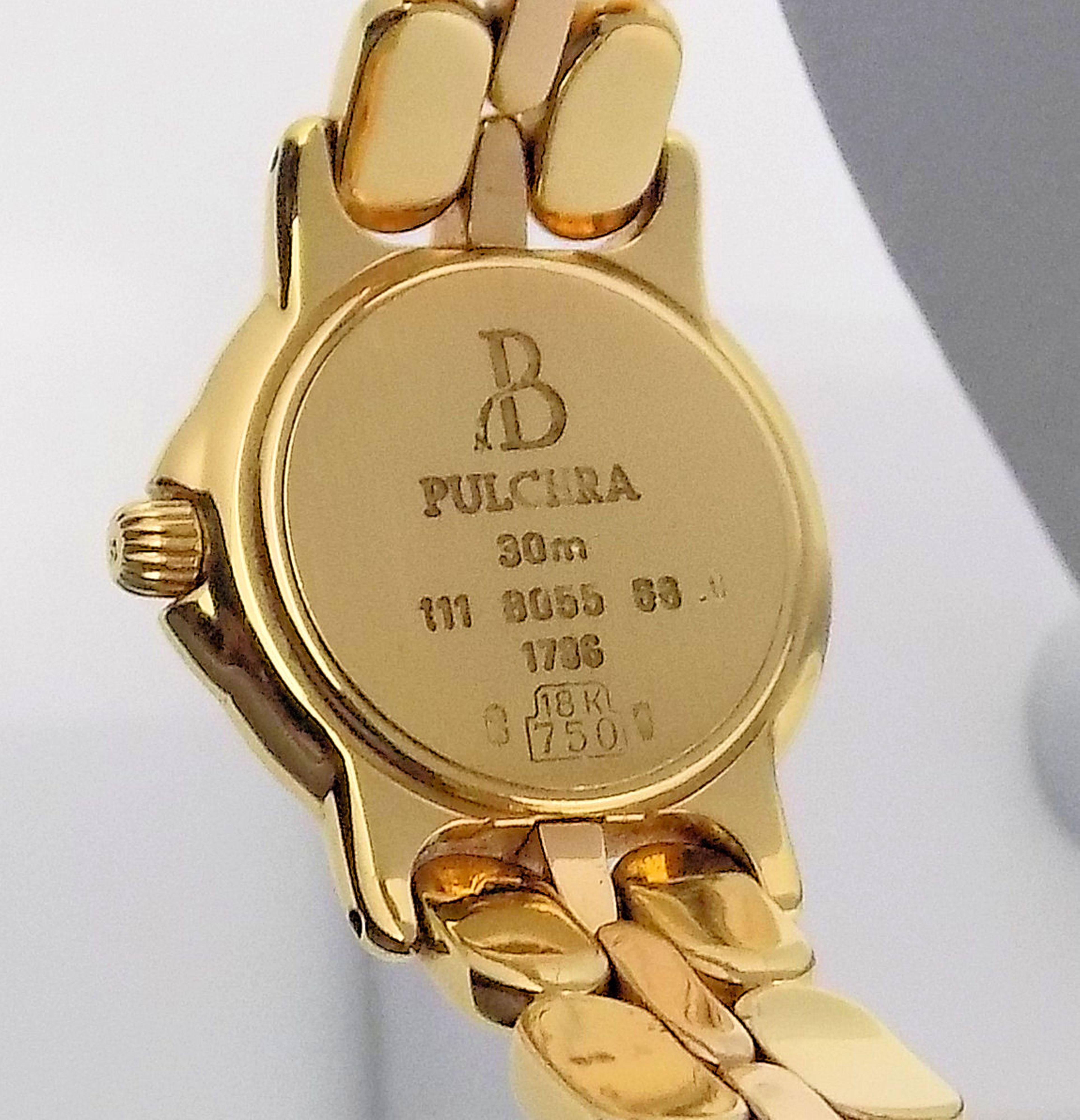 Bertolucci Ladies Yellow Gold Diamond Pulchra Wristwatch In New Condition For Sale In Dallas, TX