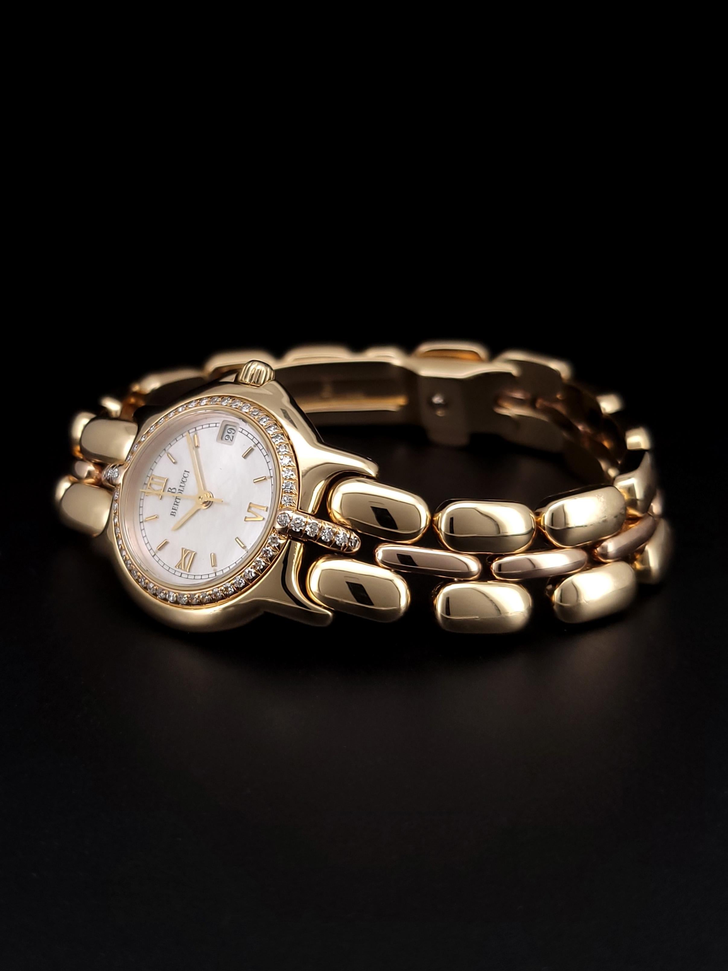 Round Cut Bertolucci Pulchra 18k Yellow Gold Diamond Ladies Watch For Sale