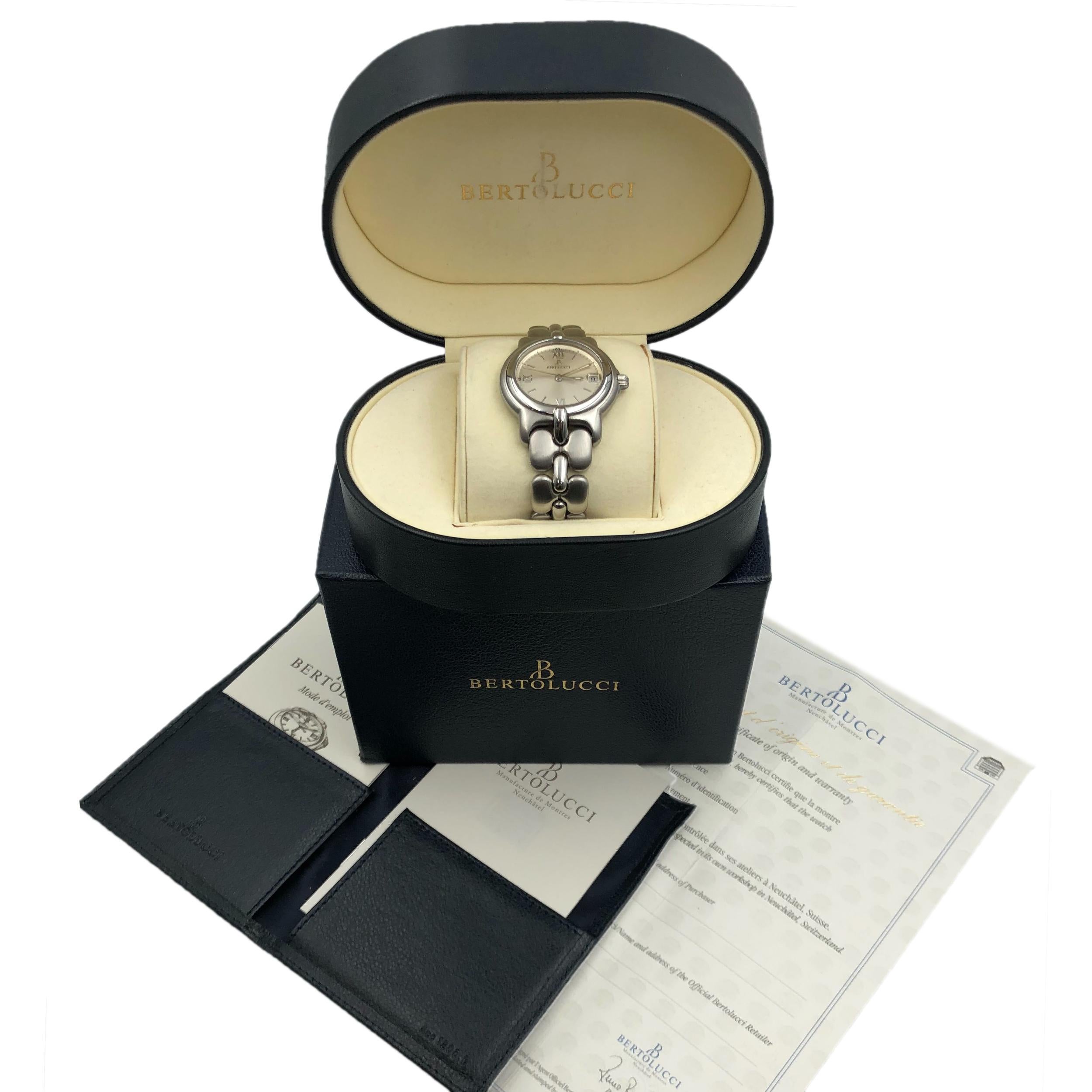 Bertolucci Pulchra Date Steel Silver Arabic Dial Quartz Unisex Watch 3