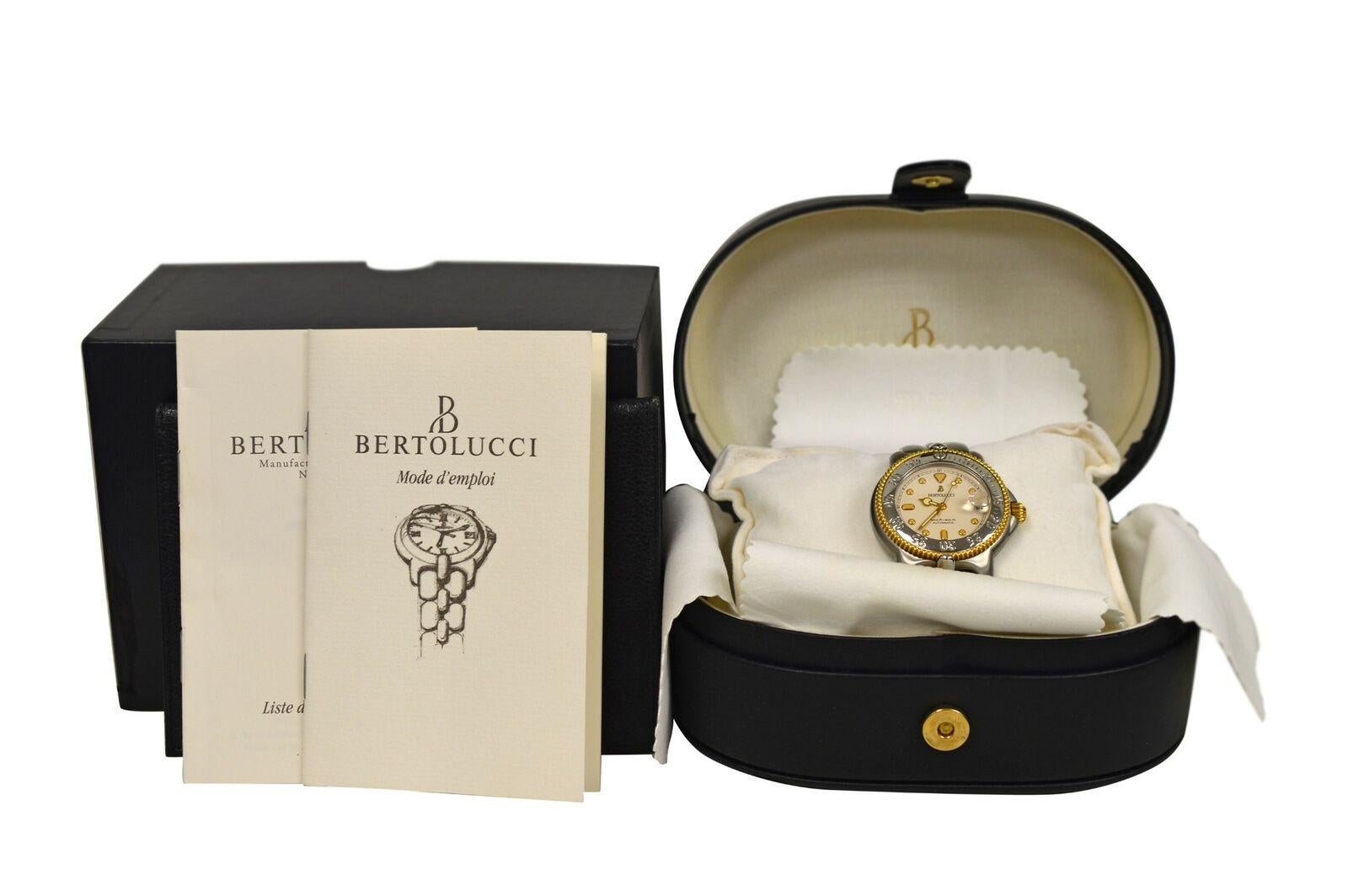
Brand	Bertolucci
Model	Pulchra Maris Diver 629 8055 49
Gender	unisex
Condition	New store display
Movement	Automatic
Case Material	Stainless Steel & Gold
Bracelet / Strap Material	Stainless Steel
Clasp / Buckle Material	Stainless Steel
Clasp