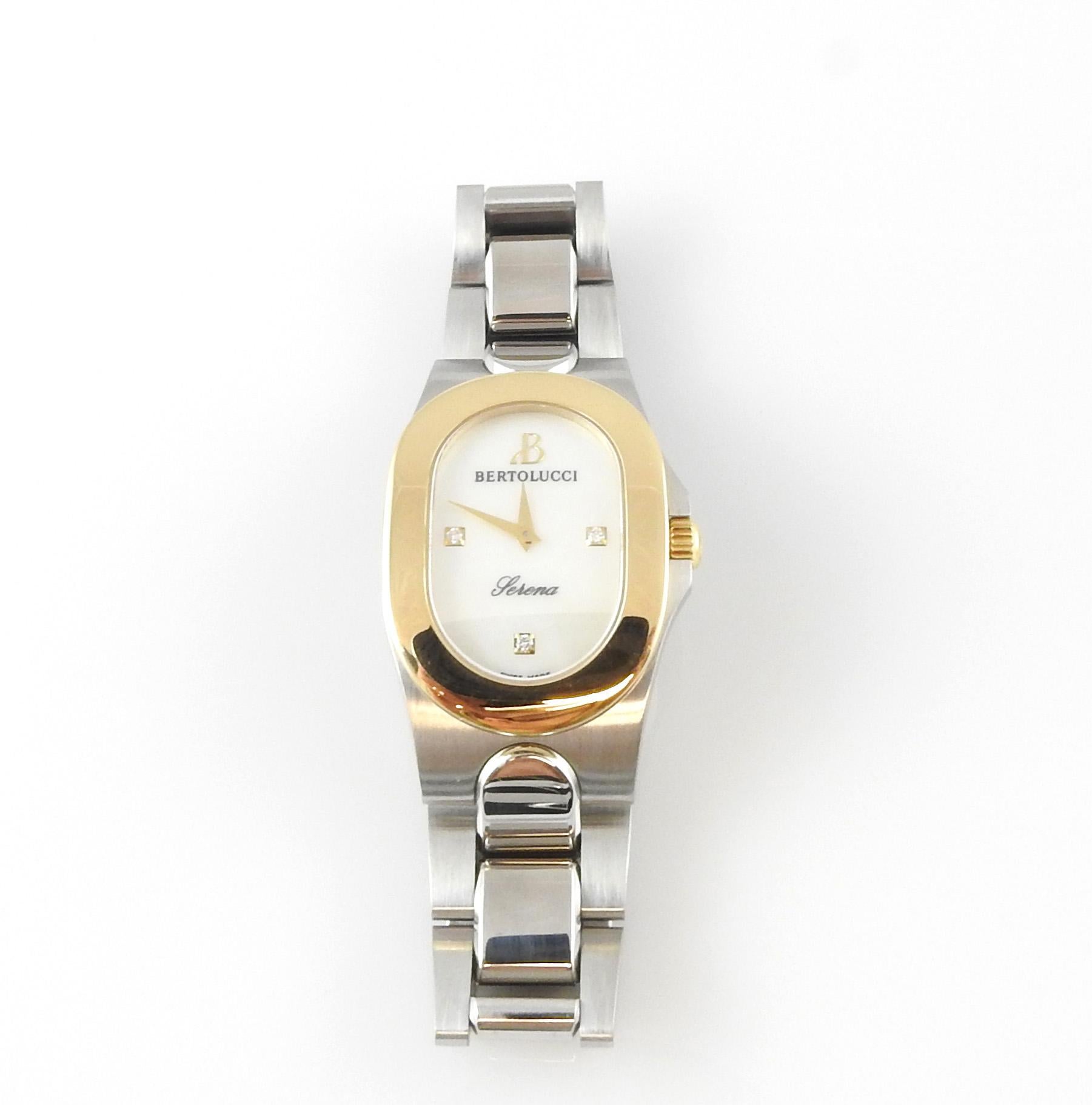 Bertolucci Serena 18K Yellow Gold Stainless Steel Diamond MOP Dial Watch 3