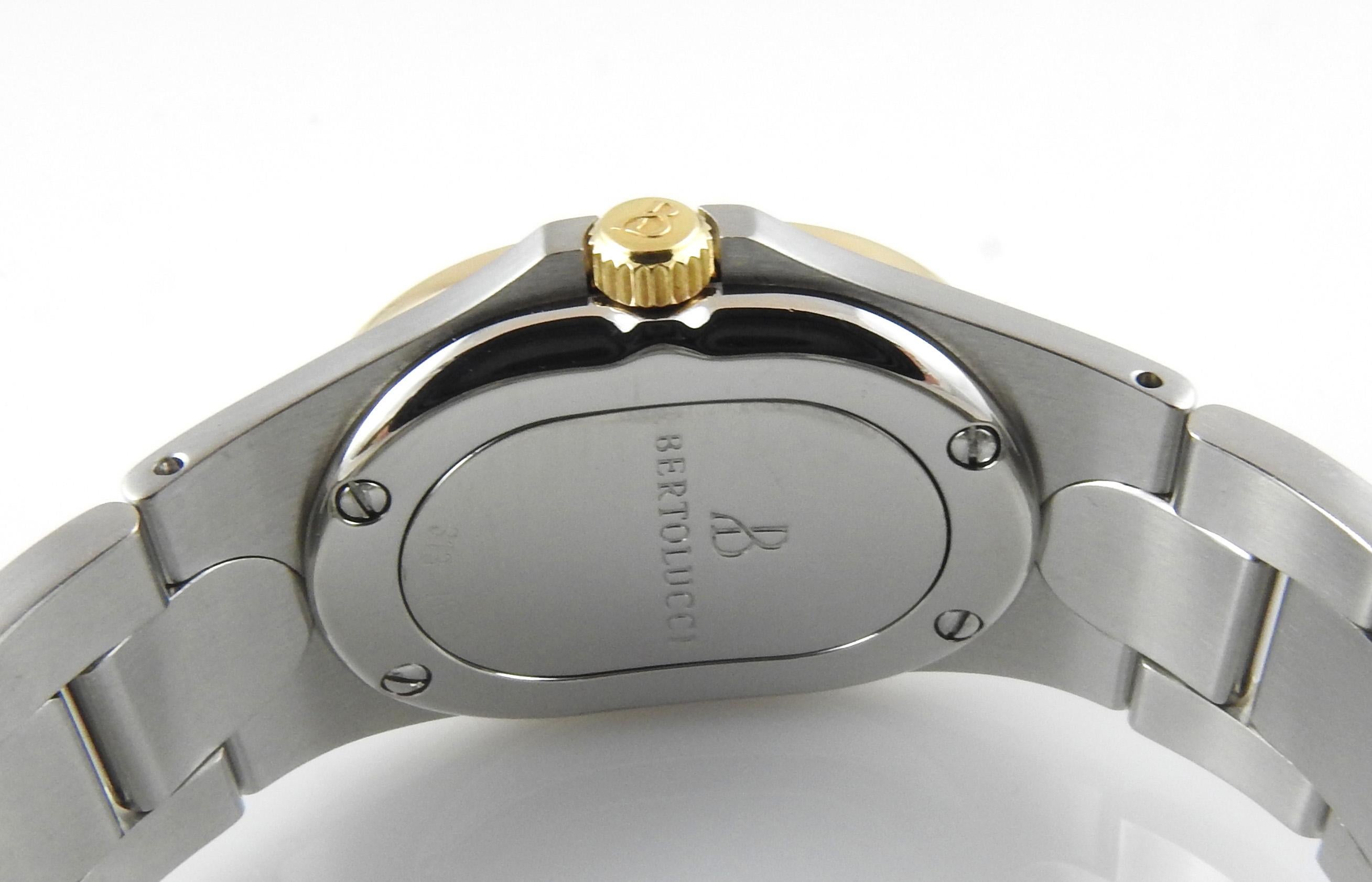 Round Cut Bertolucci Serena 18K Yellow Gold Stainless Steel Diamond MOP Dial Watch