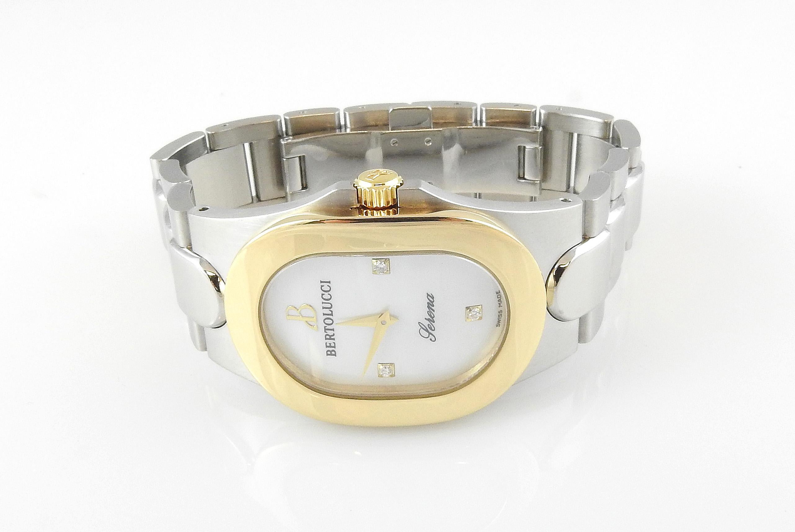 Women's Bertolucci Serena 18K Yellow Gold Stainless Steel Diamond MOP Dial Watch