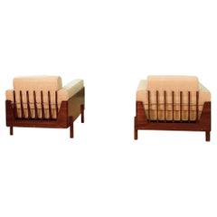 Bertomeu. Coppia di poltrone, 1950 circa. Wood, metallo e pelle