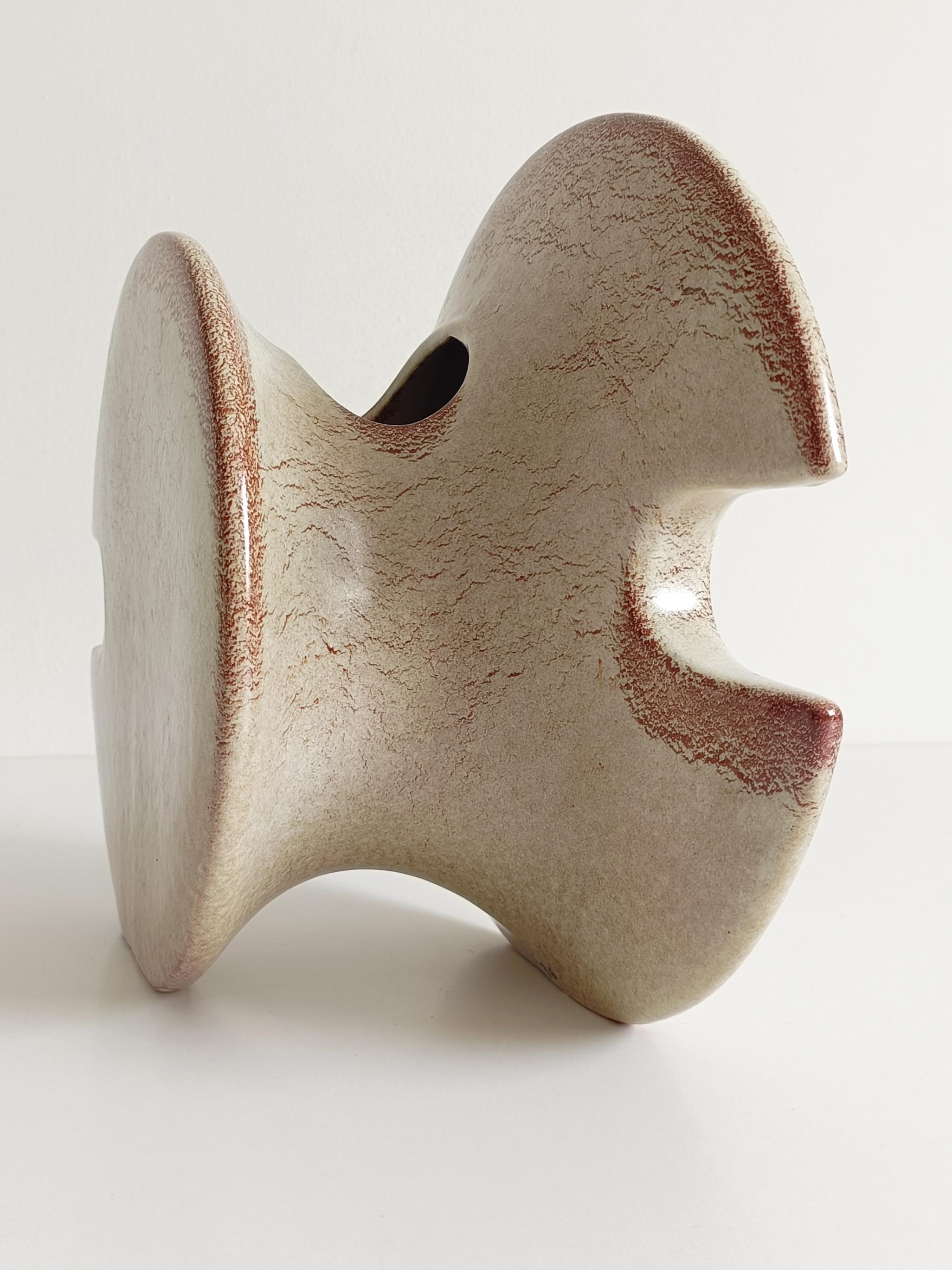Glazed Bertoncello by Roberto Rigon Large Modernist Ceramic Vase or Centerpiece, 1960s For Sale