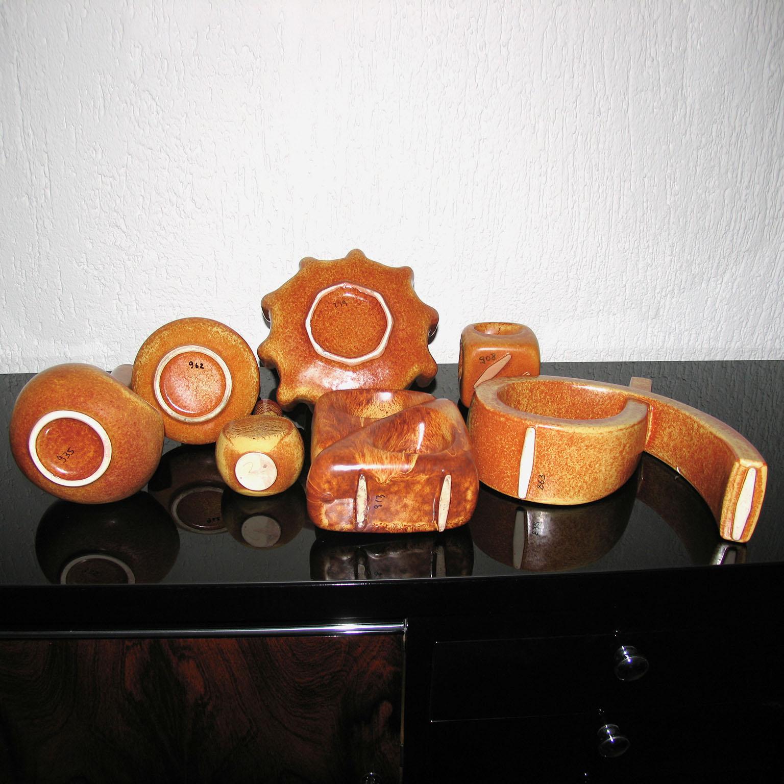 Bertoncello Ceramiche Collection of 7 Italian Glazed Ceramic Vases, Robert Rigon For Sale 10