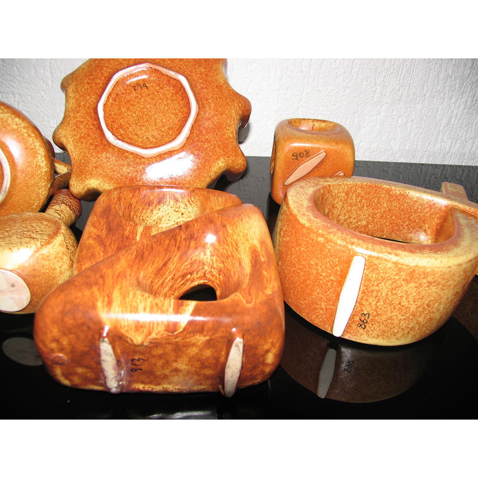 Bertoncello Ceramiche Collection of 7 Italian Glazed Ceramic Vases, Robert Rigon For Sale 11