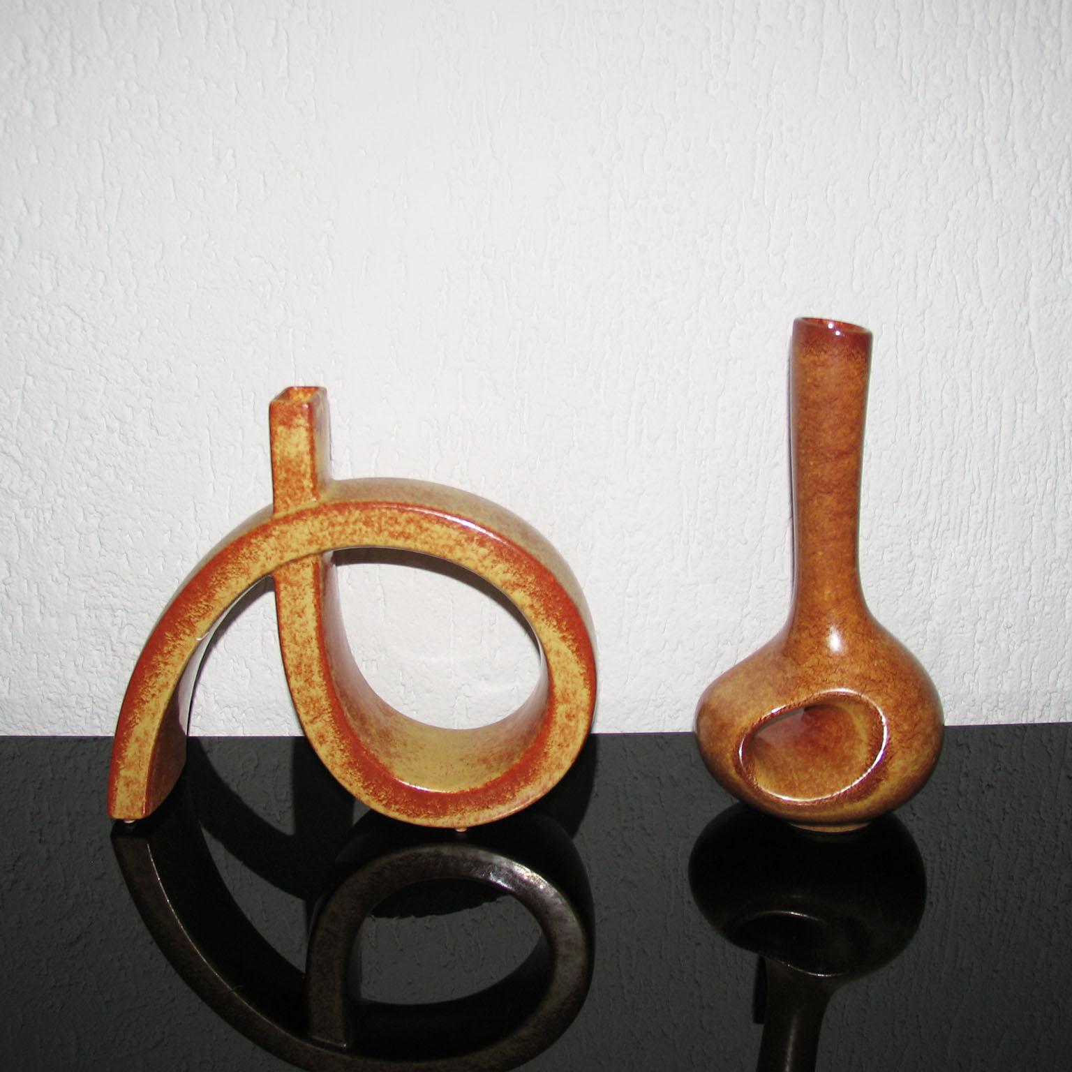Bertoncello Ceramiche Collection of 7 Italian Glazed Ceramic Vases, Robert Rigon For Sale 4