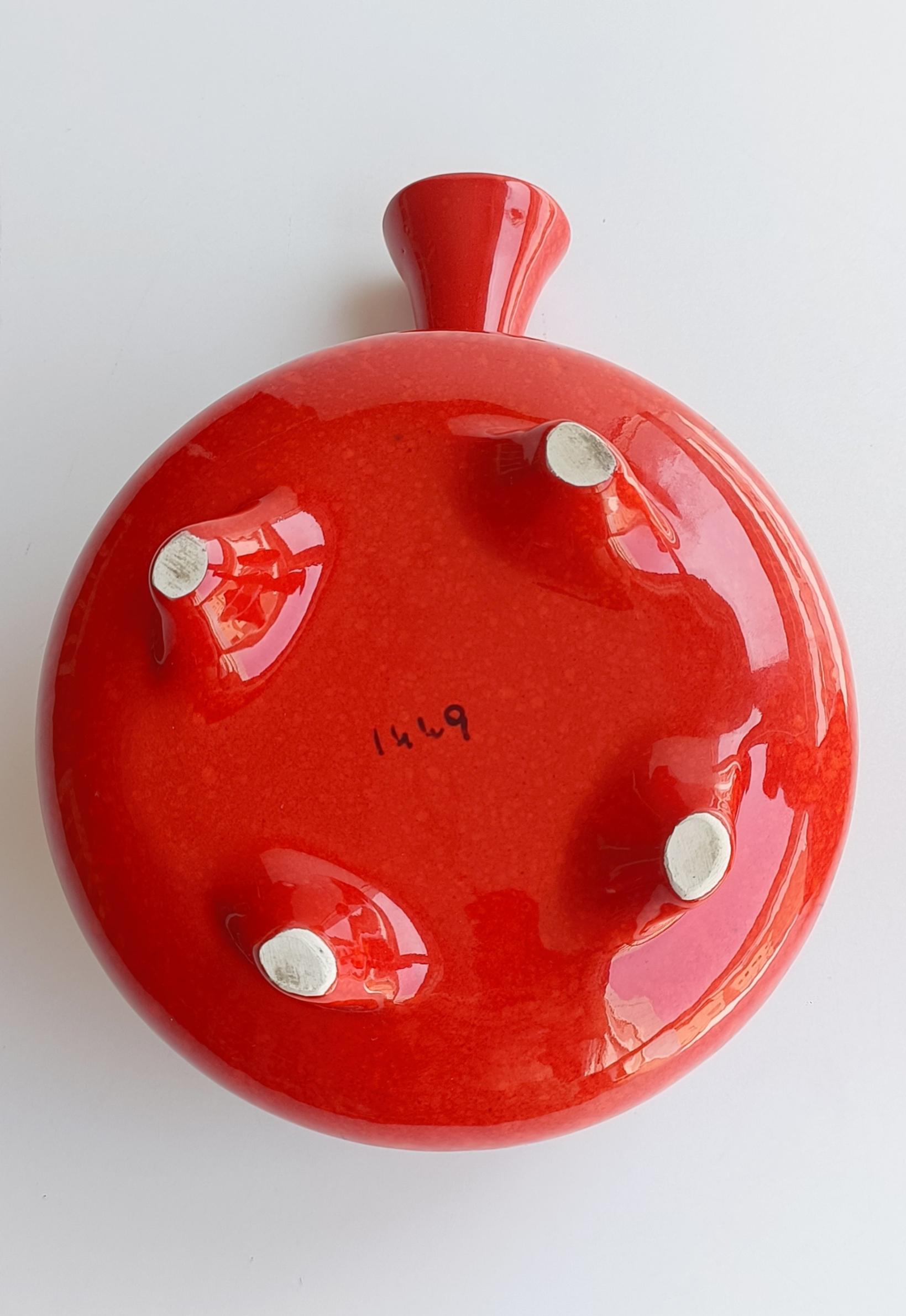Bertoncello Ikebana Red Glaze Ceramic Pair of Vases 3