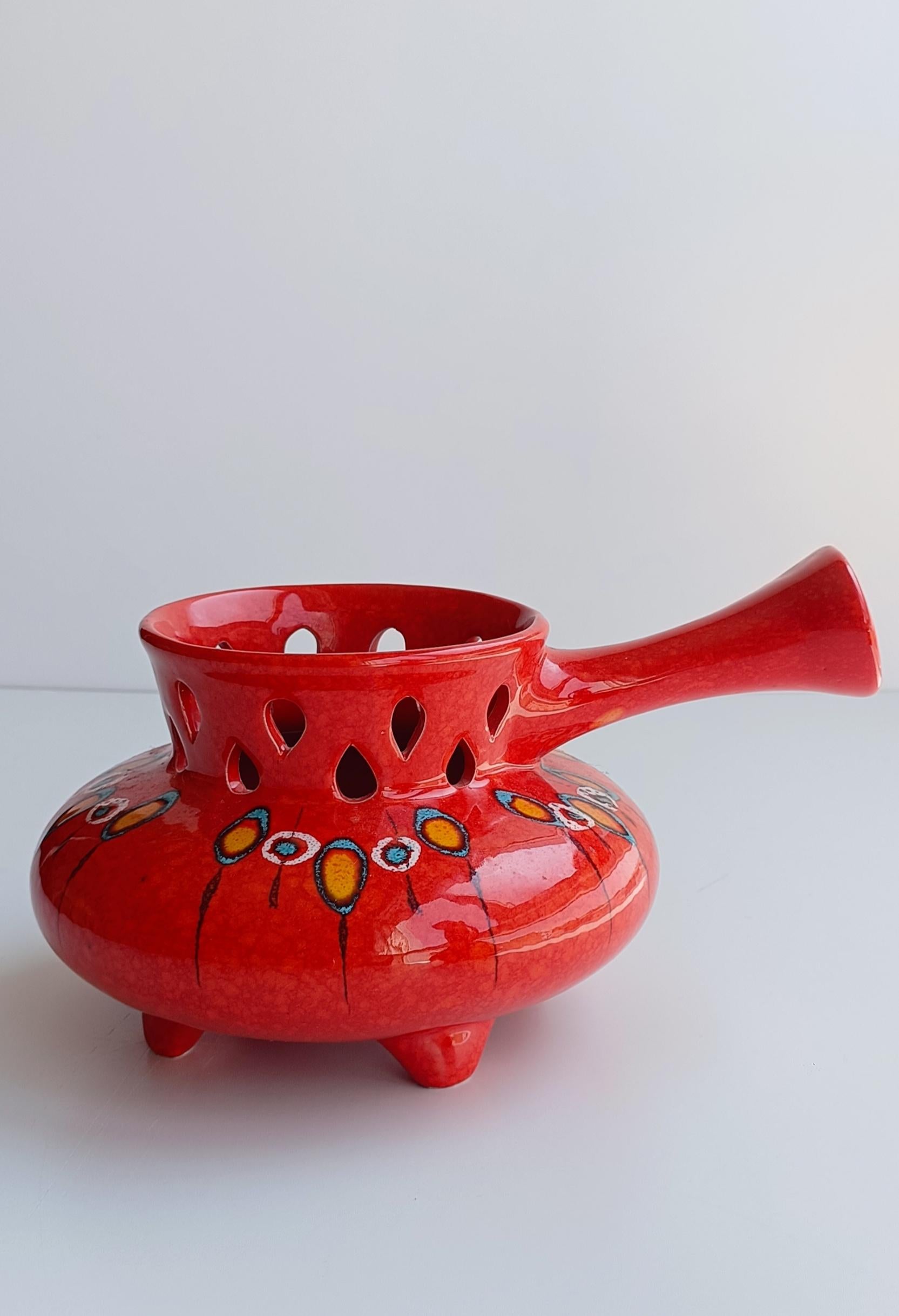 Bertoncello Ikebana Red Glaze Ceramic Pair of Vases 5