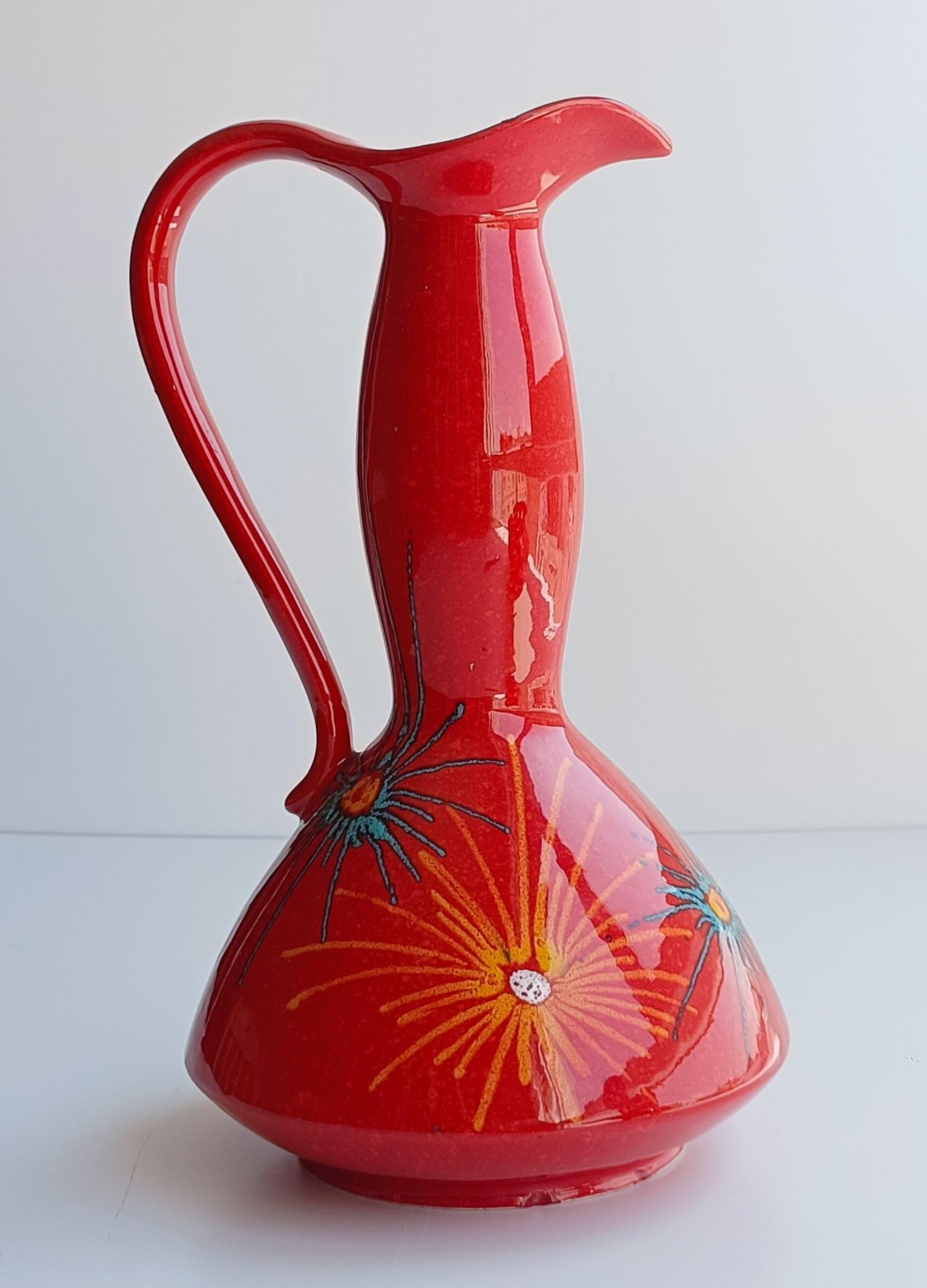 Bertoncello Ikebana Red Glaze Ceramic Pair of Vases In Excellent Condition In VALENCIA, ES