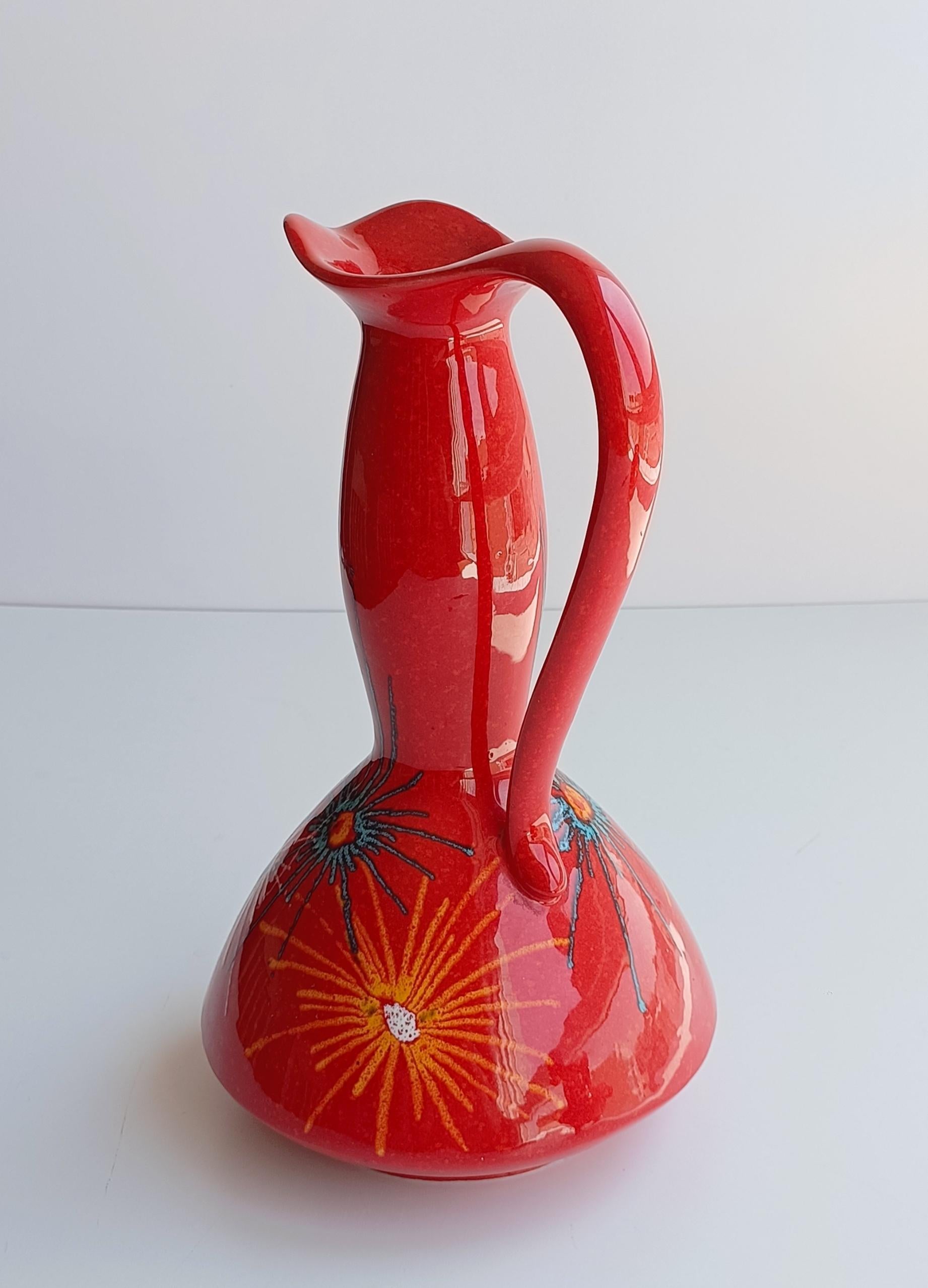 Mid-20th Century Bertoncello Ikebana Red Glaze Ceramic Pair of Vases
