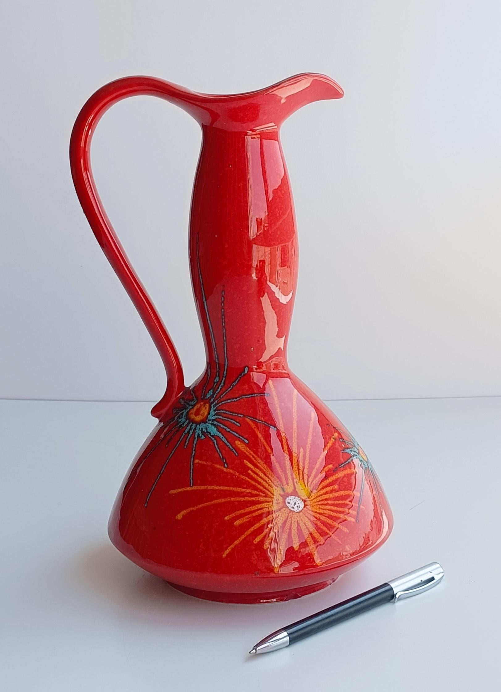 Bertoncello Ikebana Red Glaze Ceramic Pair of Vases 1