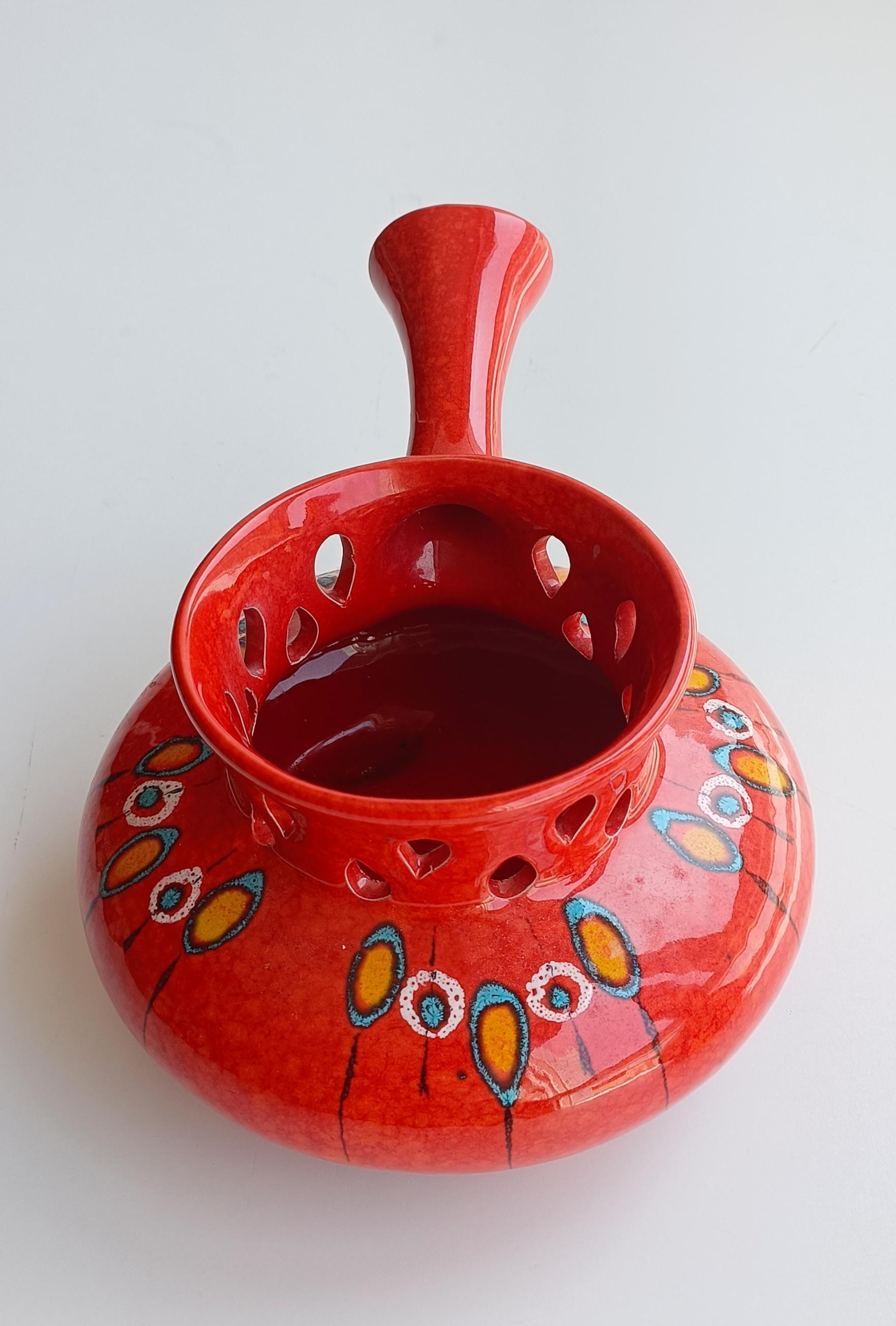 Bertoncello Ikebana Red Glaze Ceramic Pair of Vases 2