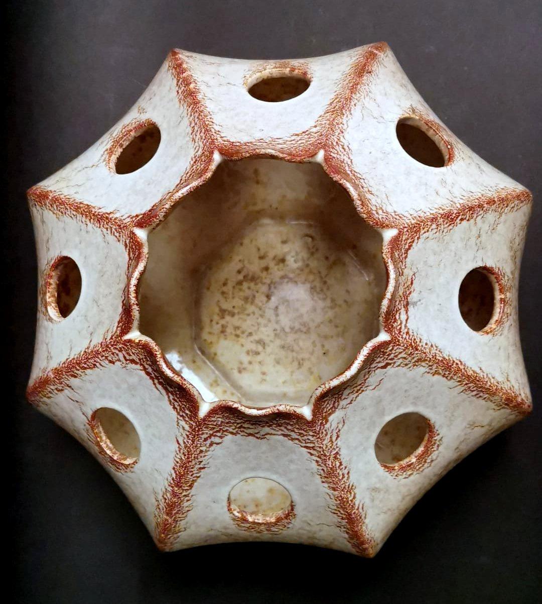Vase sculpté italien Bertoncello en céramique émaillée Roberto Rigon Bon état - En vente à Prato, Tuscany