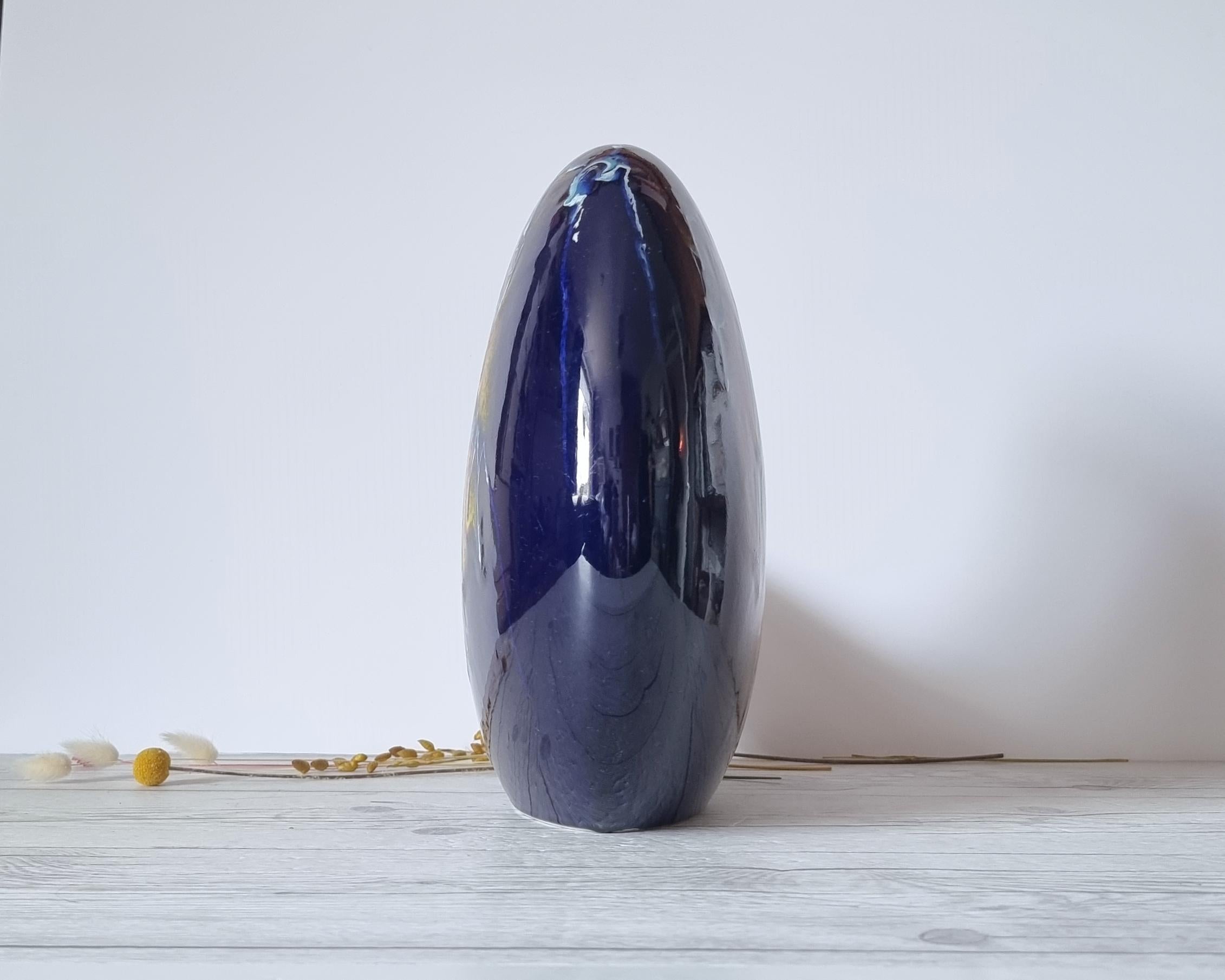 Bertoncello, Midnight Fire Palette, Modernist Crescent Moon Planter Vase, Rare In Good Condition In Frome, GB