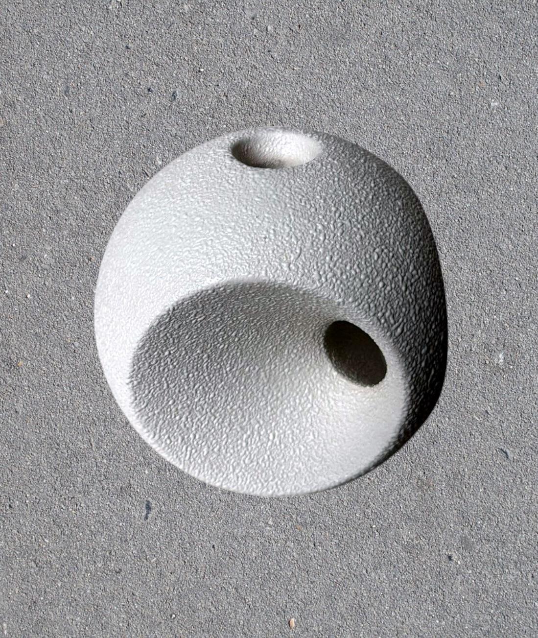 Bertoncello  Pair Of White Glazed Ceramic Candlesticks Design By Roberto Rigon For Sale 8