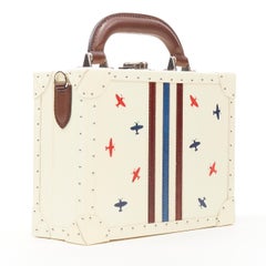 BERTONI 1949 hand painted fly print mini trunk shoulder box bag handmade