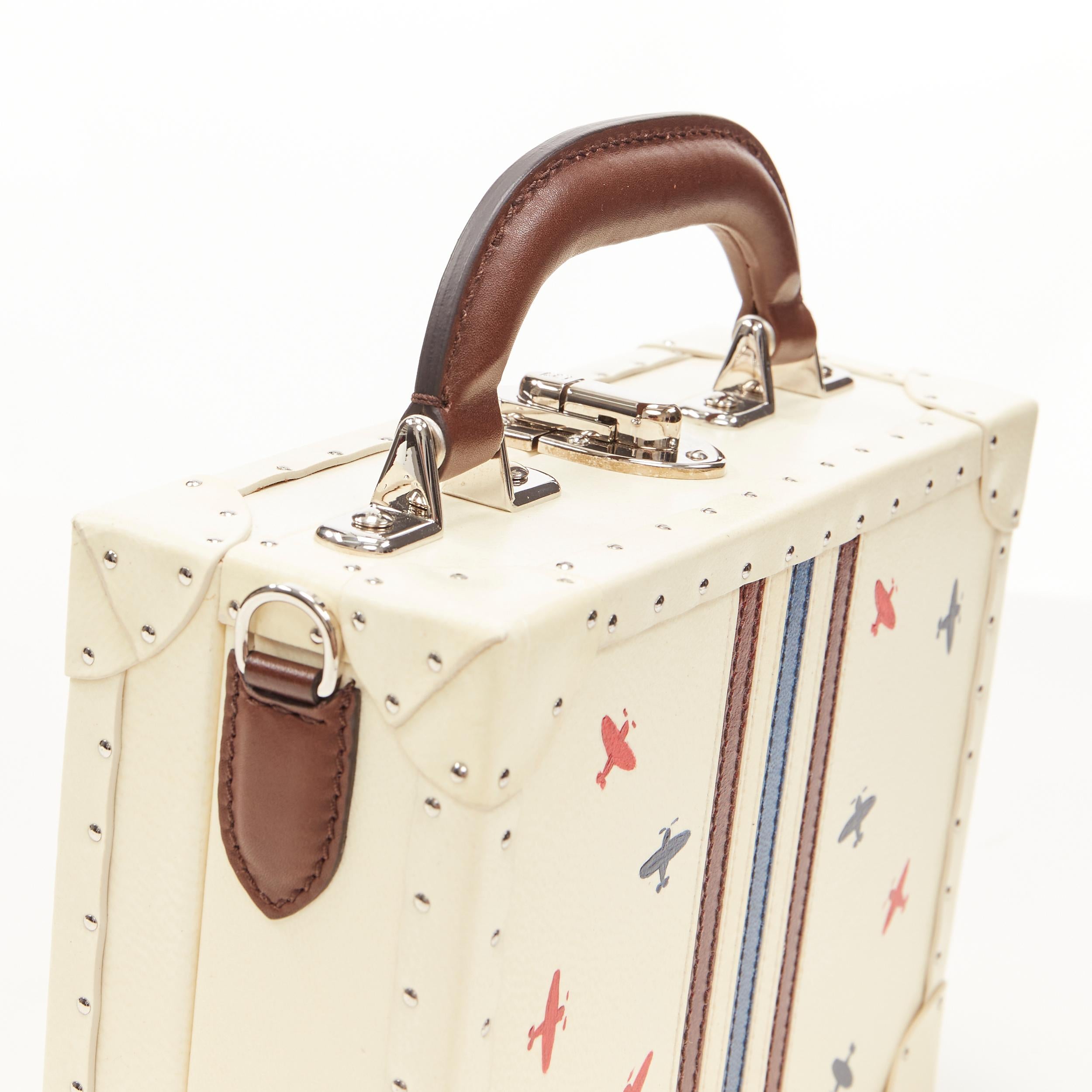 BERTONI 1949 hand painted fly print mini trunk shoulder box bag handmade In Excellent Condition In Hong Kong, NT