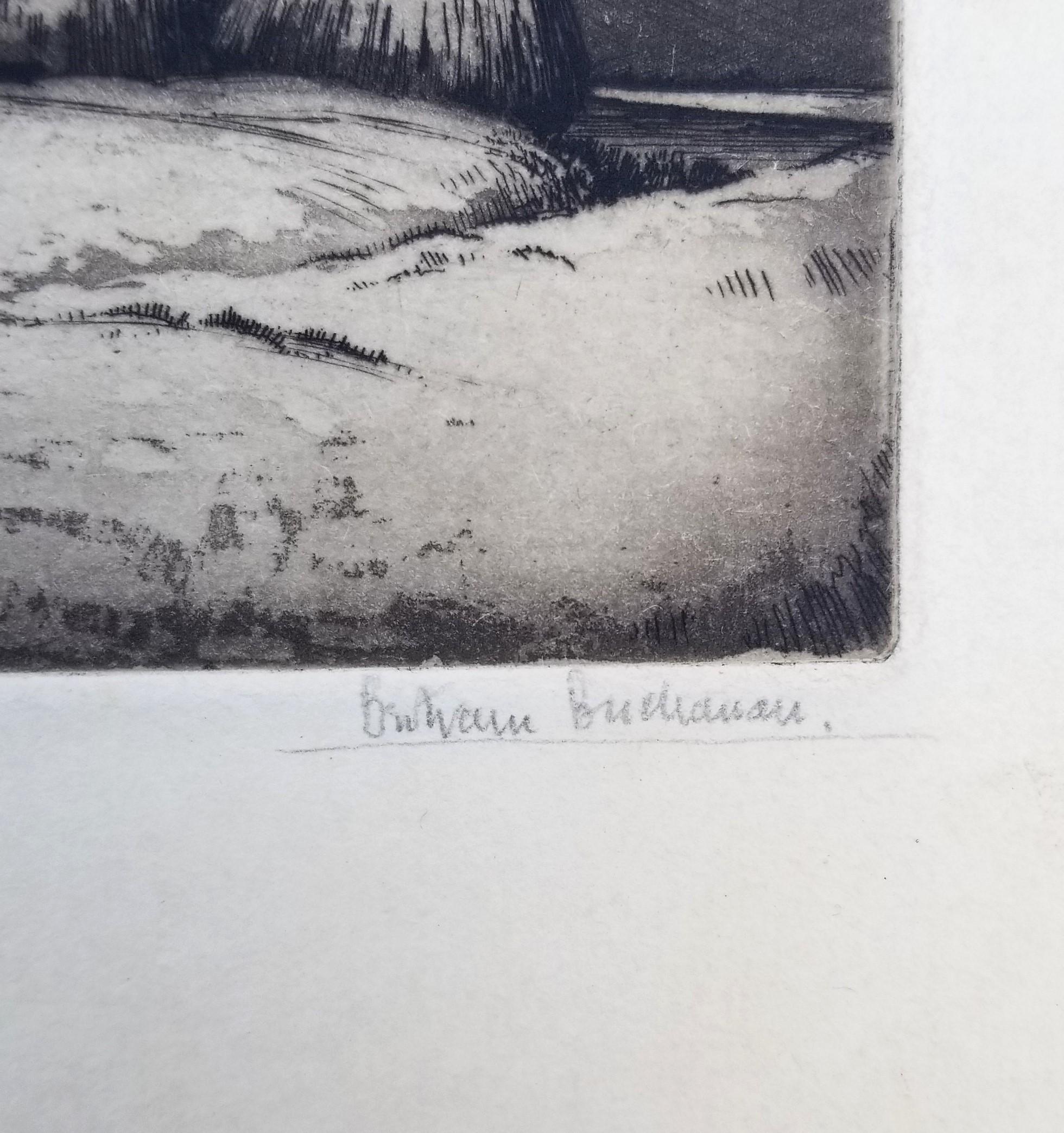 Conjunto de tres grabados de Bertram Buchanan /// English Modern Land City Sky Scape en venta 10