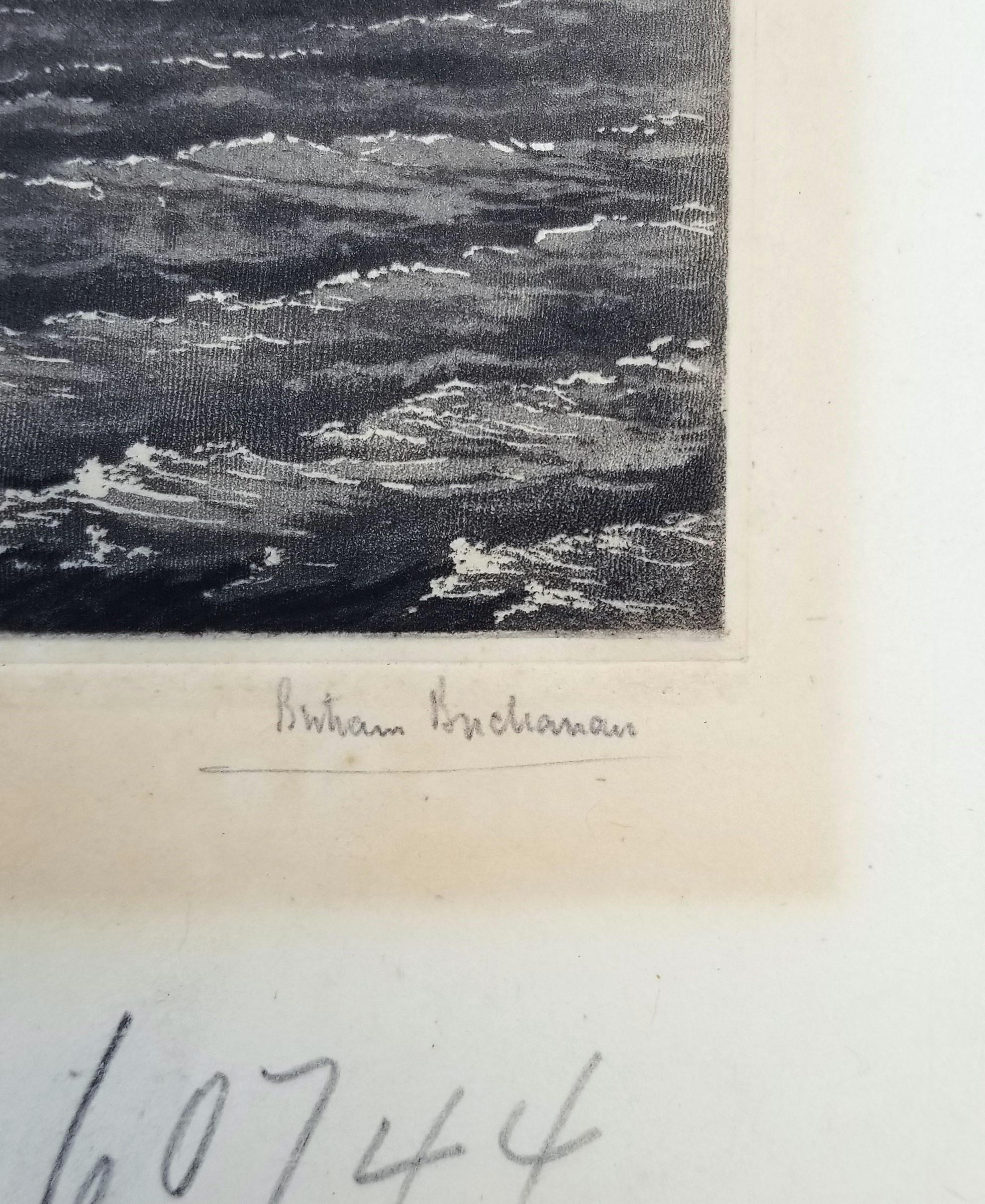 Conjunto de tres grabados de Bertram Buchanan /// English Modern Land City Sky Scape en venta 4