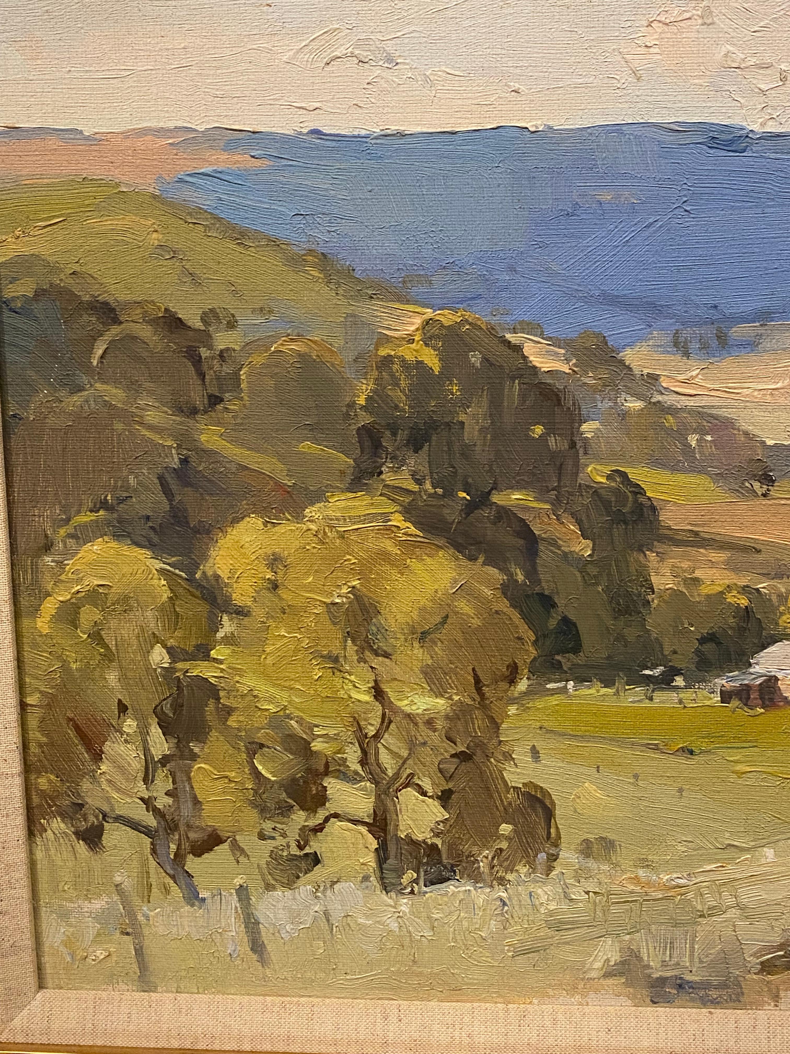Bertram Fiven (Australian) Blue Mountains Landscape Oil on Canvas Board Painting For Sale 2