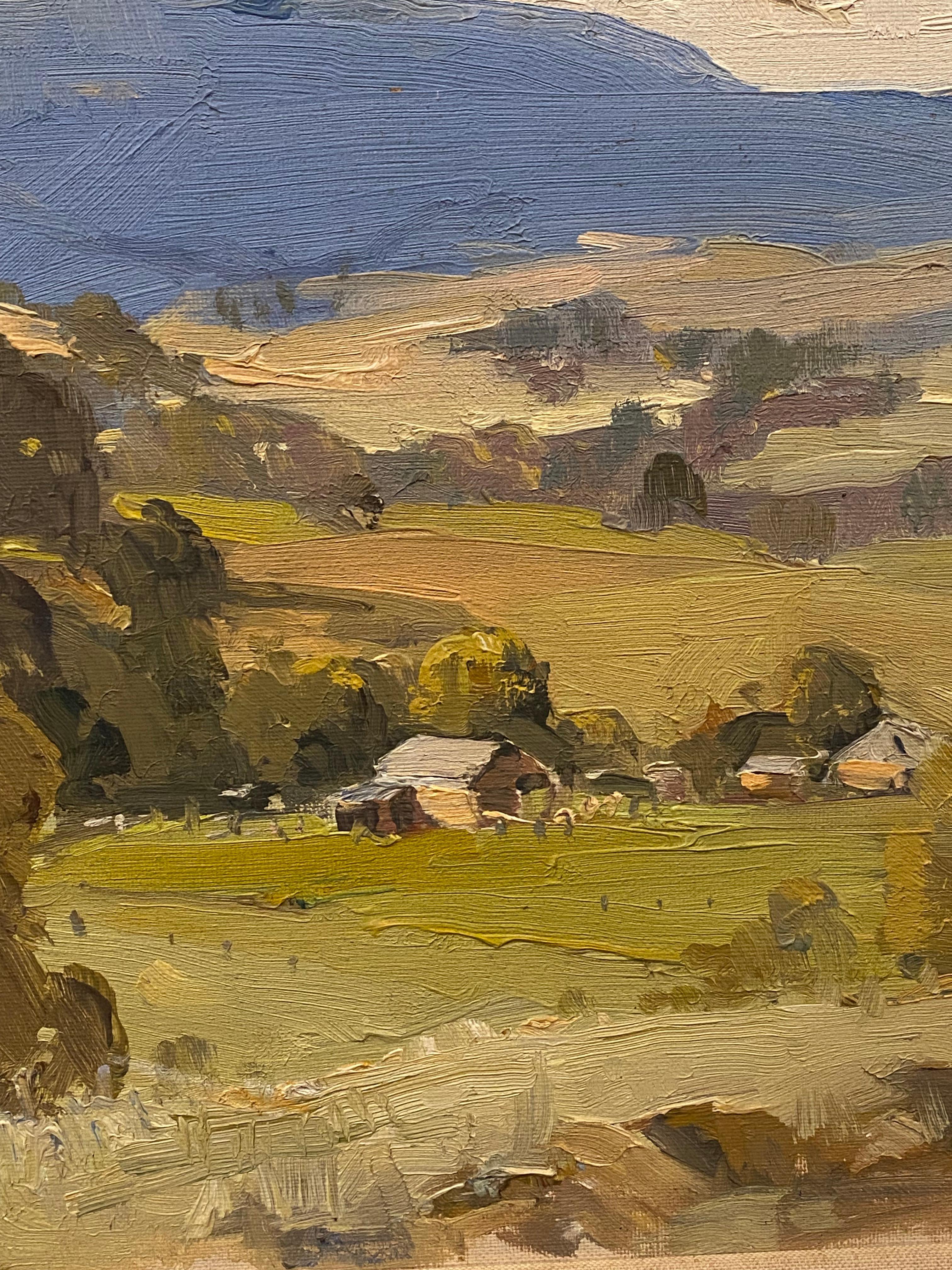 Bertram Fiven (Australian) Blue Mountains Landscape Oil on Canvas Board Painting For Sale 3