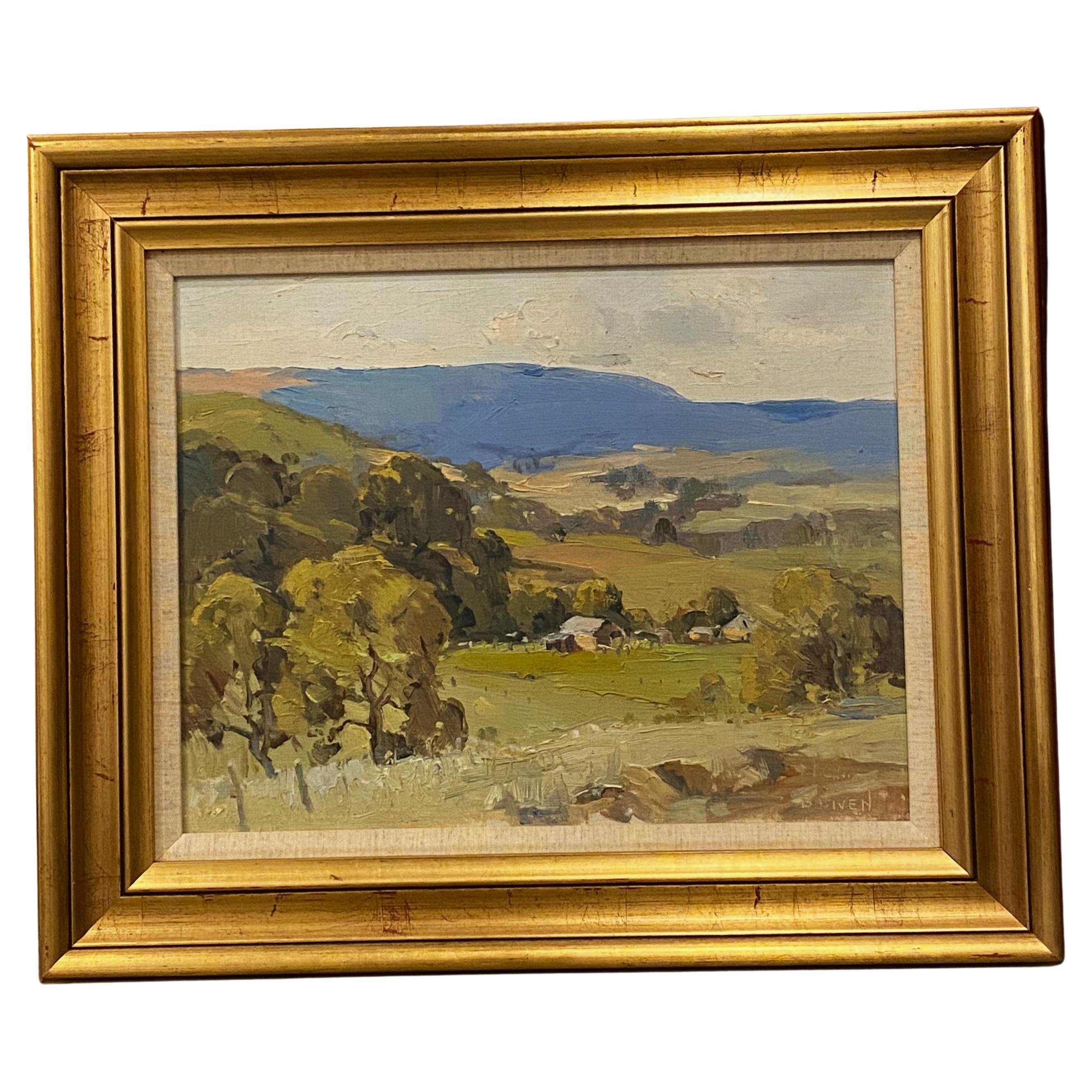 Bertram Fiven (australiano) Paisaje de las Montañas Azules Óleo sobre lienzo Pintura sobre tabla