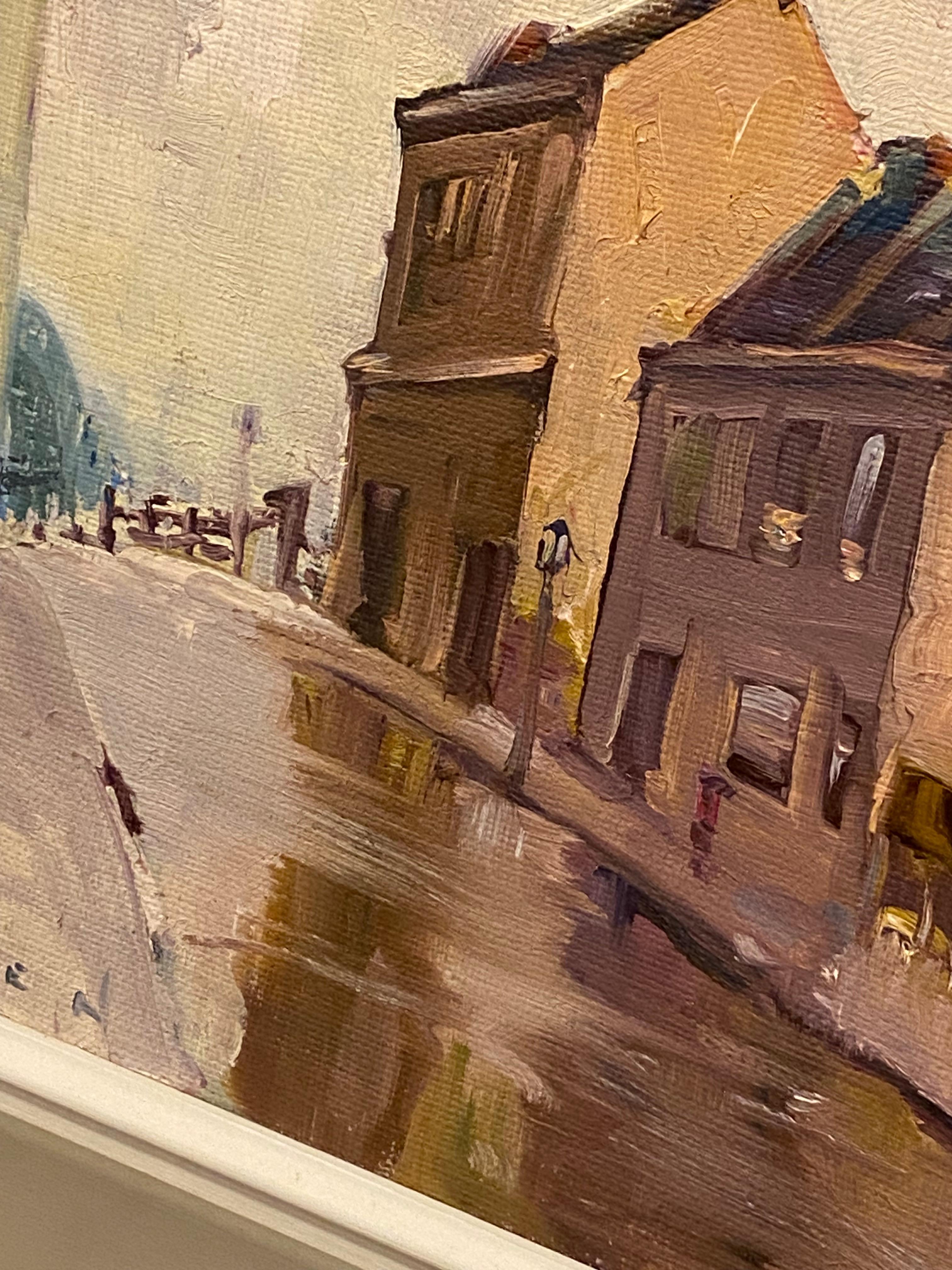 Bertram Fiven (Australian) George St, Wentworth, Sydney Oil on Board Painting For Sale 2