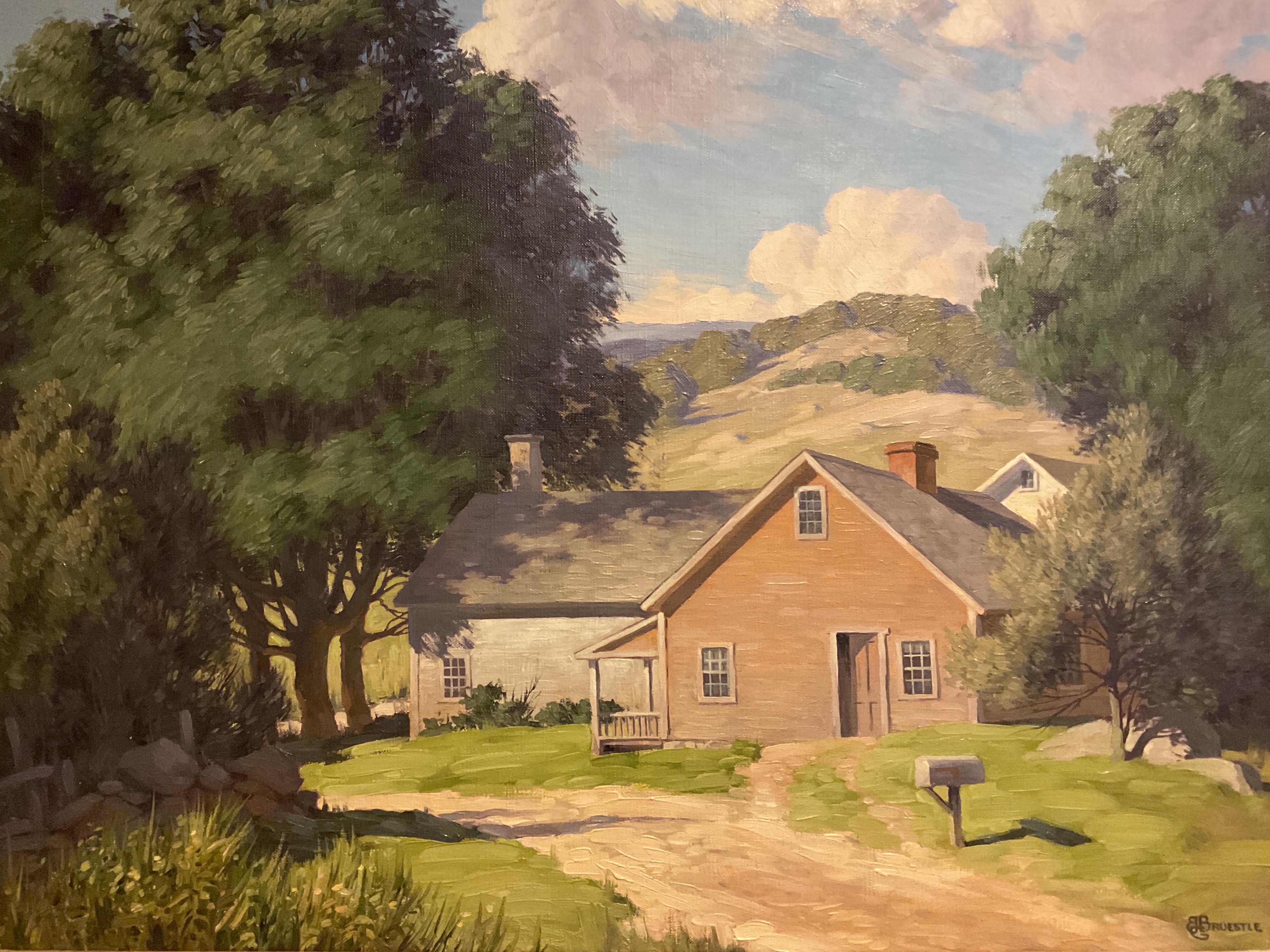 Vintage American Regional Landscape Painting by Bertram Bruestle, Connecticut For Sale 1