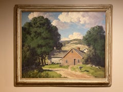 Peinture de paysage régional américaine vintage de Bertram Bruestle, Connecticut