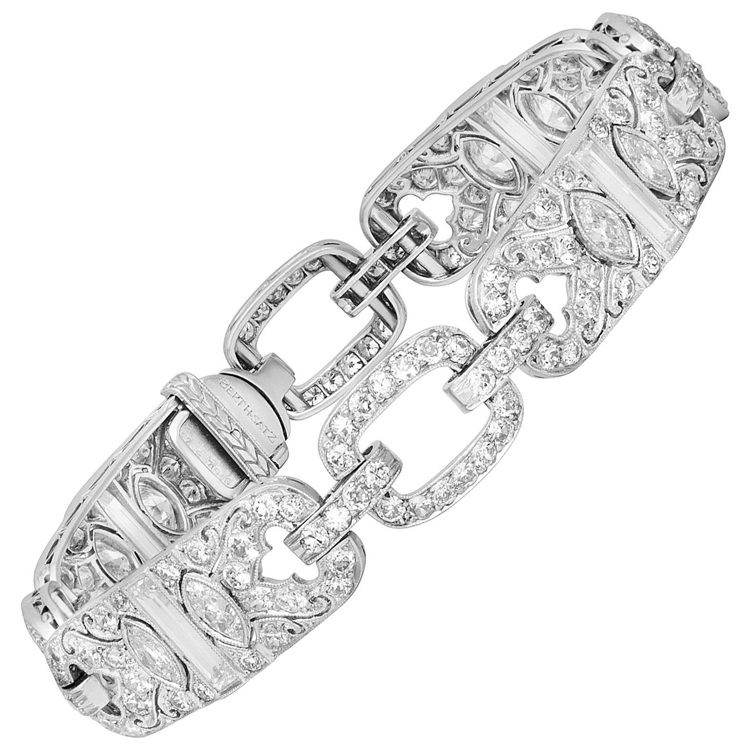 Bertram H. Satz Art Deco Platinum Diamond Bracelet