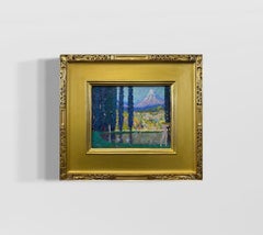 Post-Impressionist Mythical Landscape Nude Bathers and Swans, American Painter