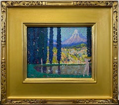 Post-Impressionist Mythical Landscape Nude Bathers and Swans, American Painter